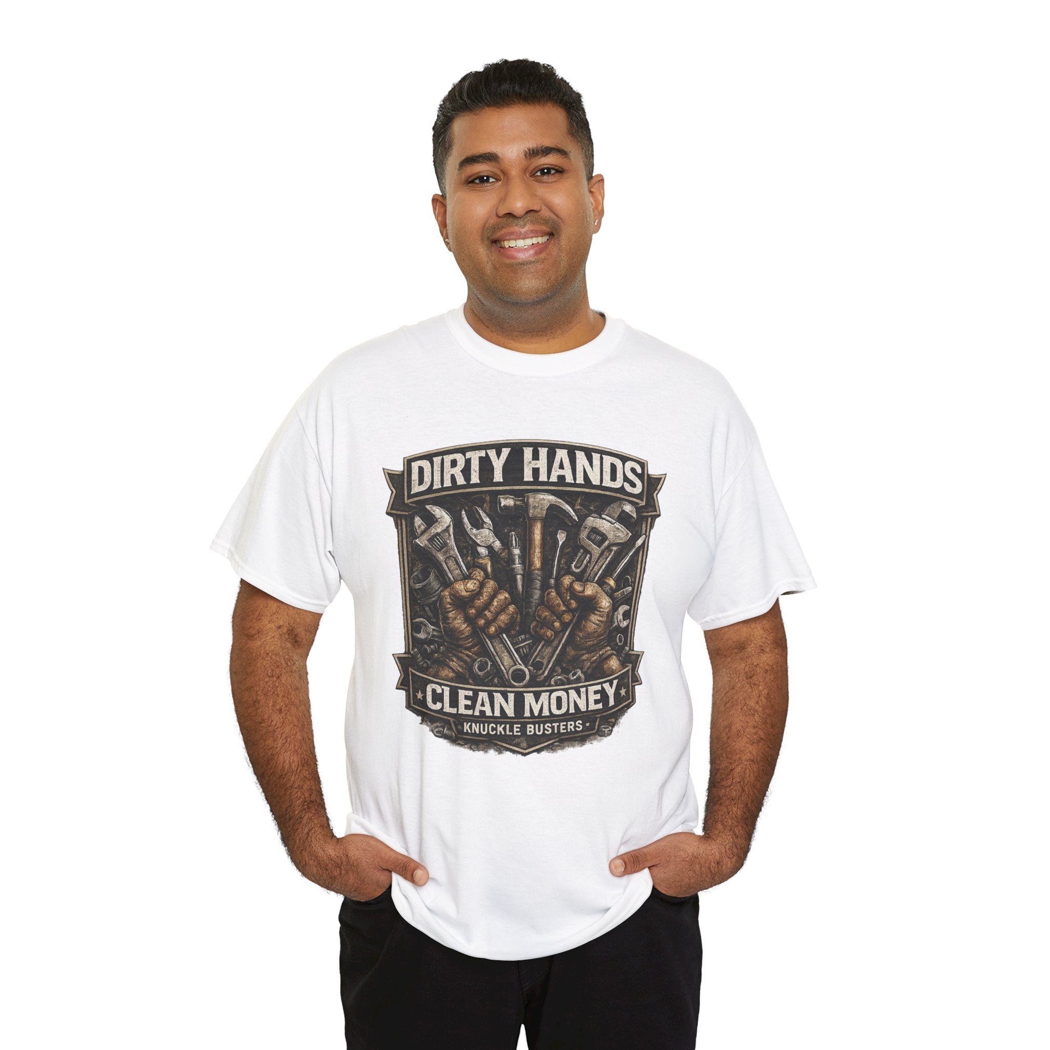 Dirty Hands Clean Money Shirt, Blue Collar Work Tee, Mechanic Gift Shirt, Tradesman Graphic Tee, Knuckle Busters Workwear