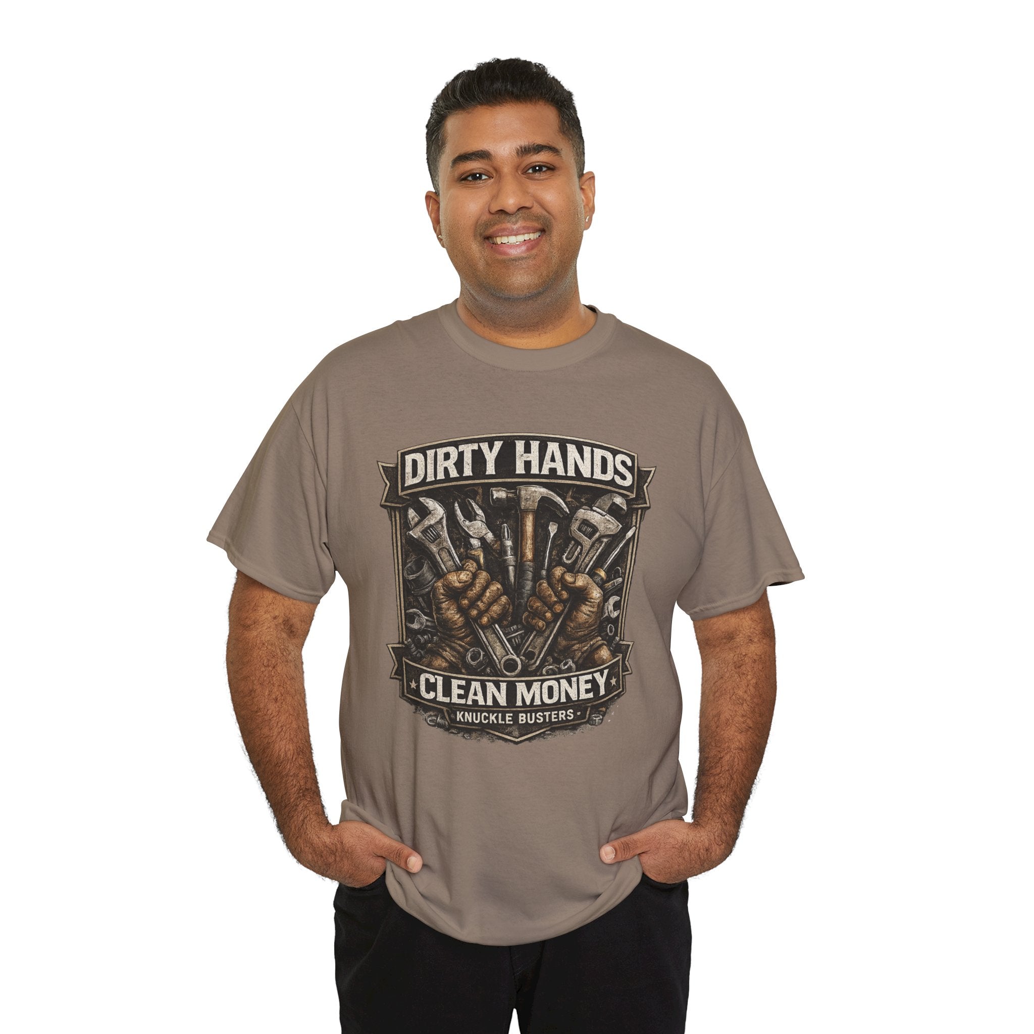 Dirty Hands Clean Money Shirt, Blue Collar Work Tee, Mechanic Gift Shirt, Tradesman Graphic Tee, Knuckle Busters Workwear