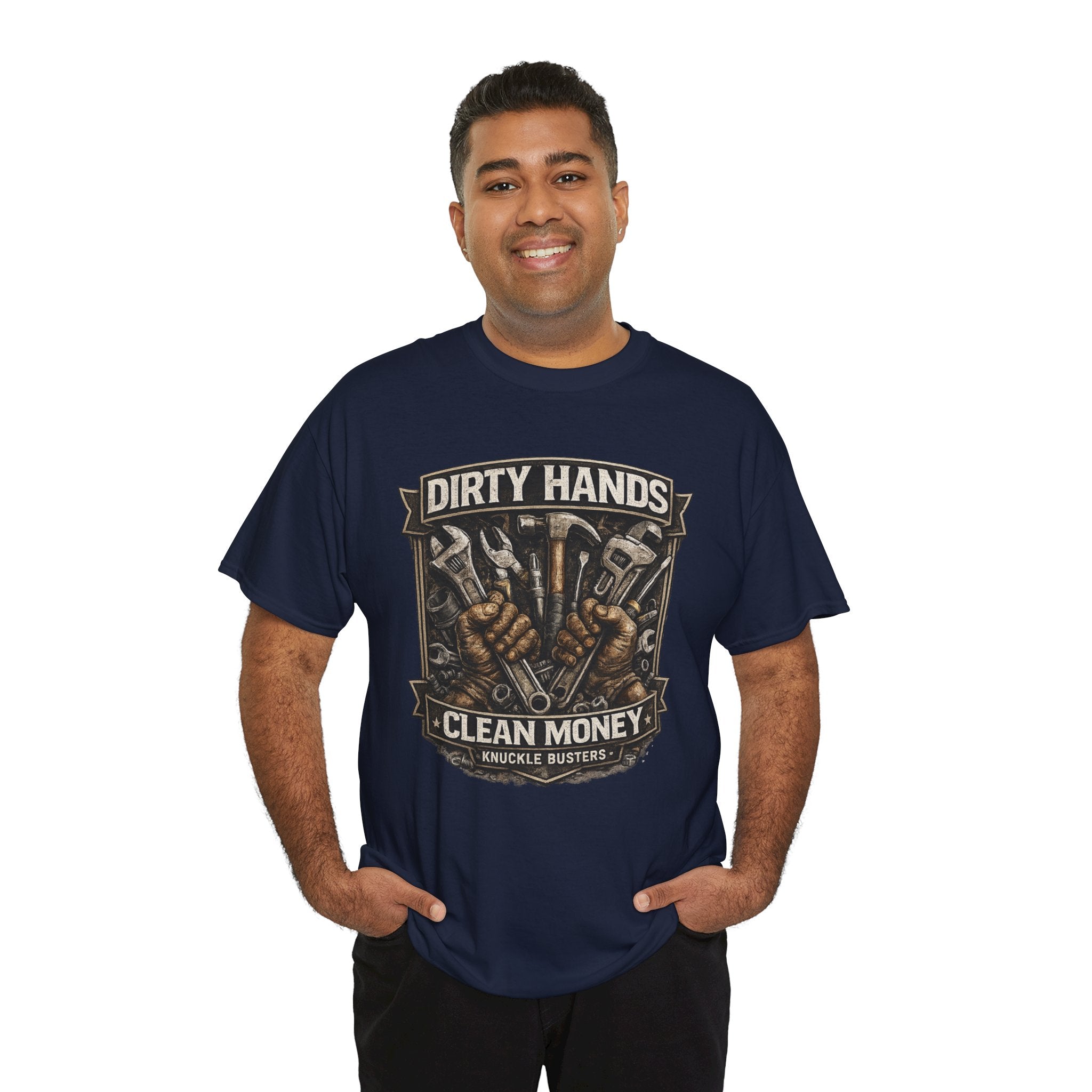 Dirty Hands Clean Money Shirt, Blue Collar Work Tee, Mechanic Gift Shirt, Tradesman Graphic Tee, Knuckle Busters Workwear