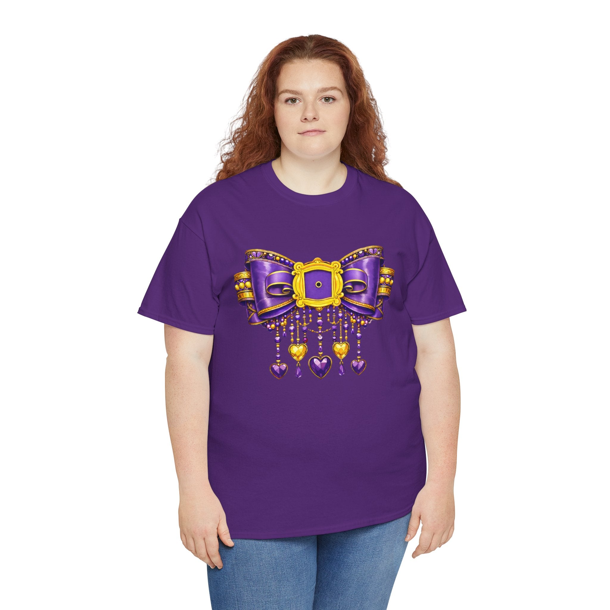 Friends Inspired Purple Bow Shirt – Coquette Chandelier Bow Graphic Tee, Girly Aesthetic Apparel