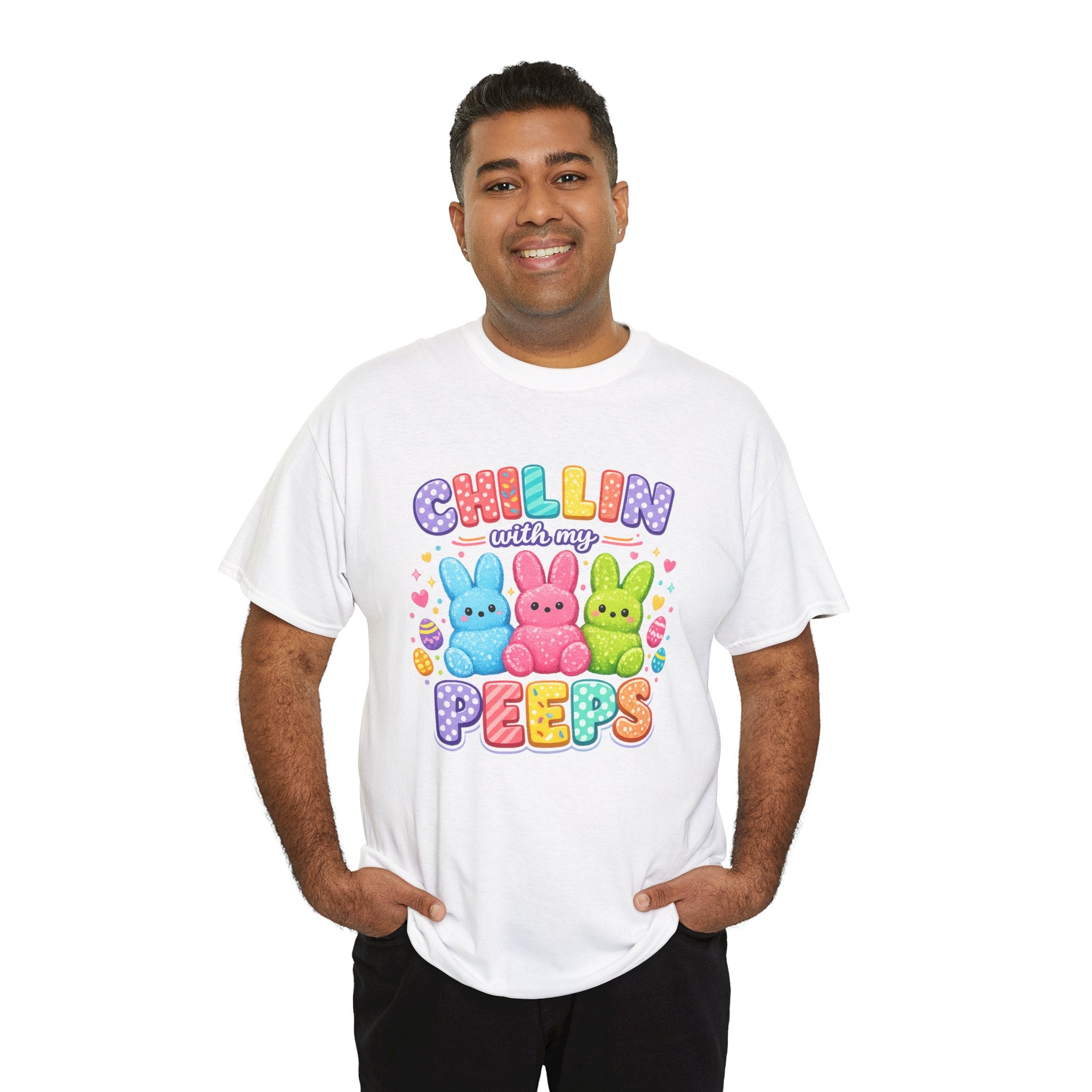 Chillin With My Peeps Easter Bunny Shirt | Cute Pastel Easter Peeps Bunny T-Shirt | Funny Easter Family Matching Shirt