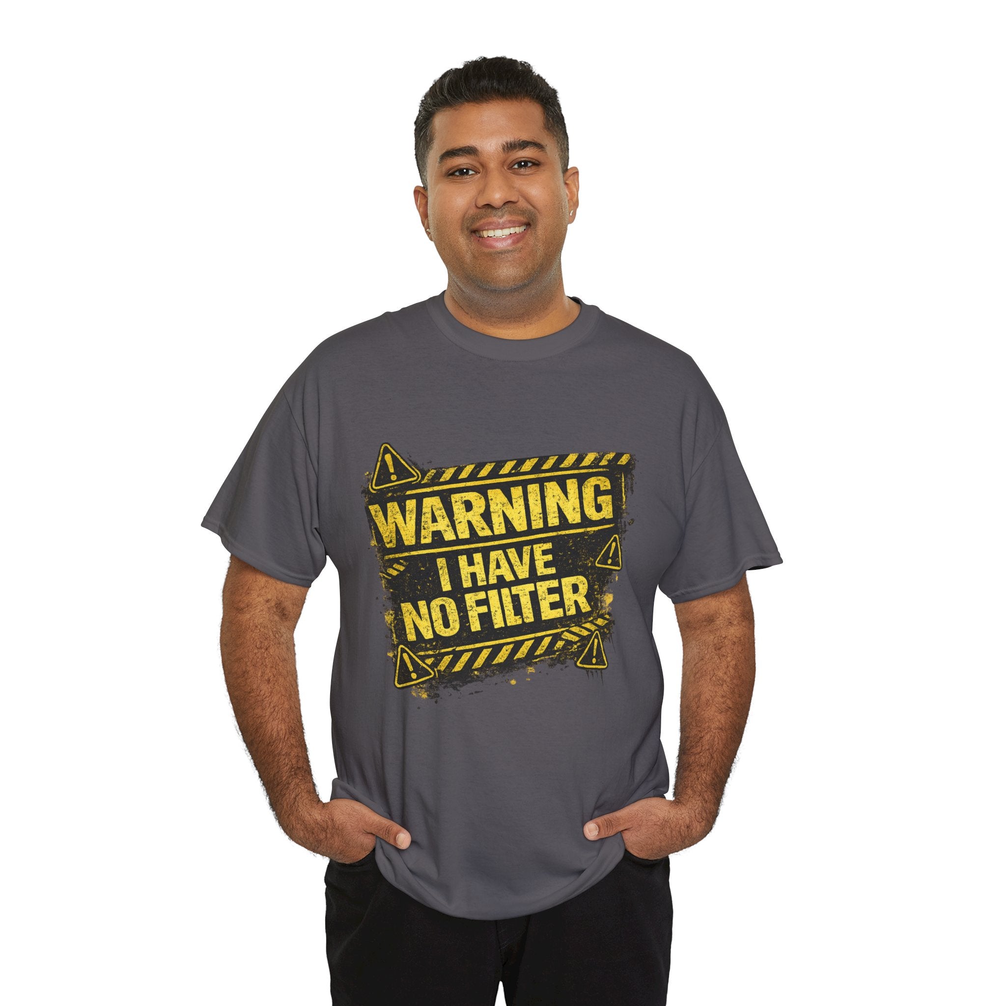 Warning I Have No Filter Shirt – Funny Iron Dad T-Shirt – Bold Construction Style Humor Tee for Dads – Father’s Day Gift