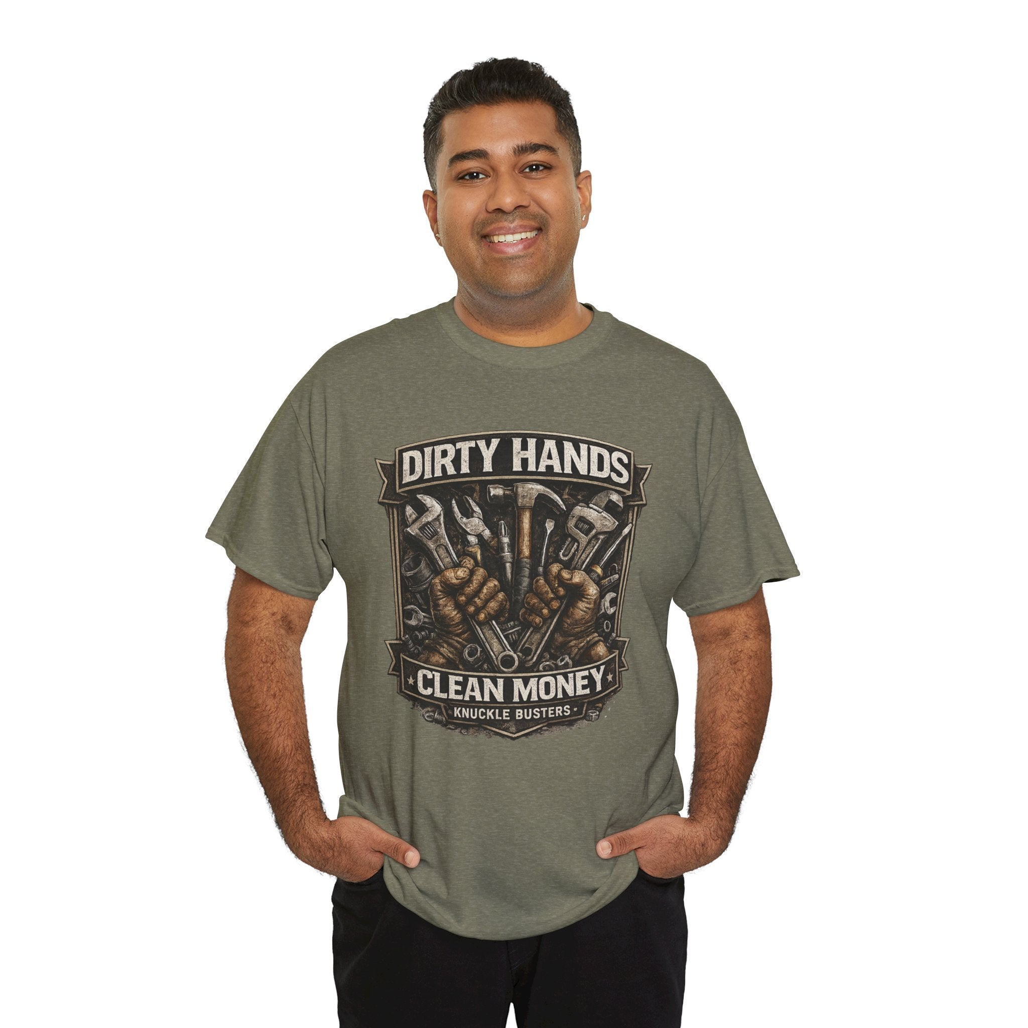 Dirty Hands Clean Money Shirt, Blue Collar Work Tee, Mechanic Gift Shirt, Tradesman Graphic Tee, Knuckle Busters Workwear