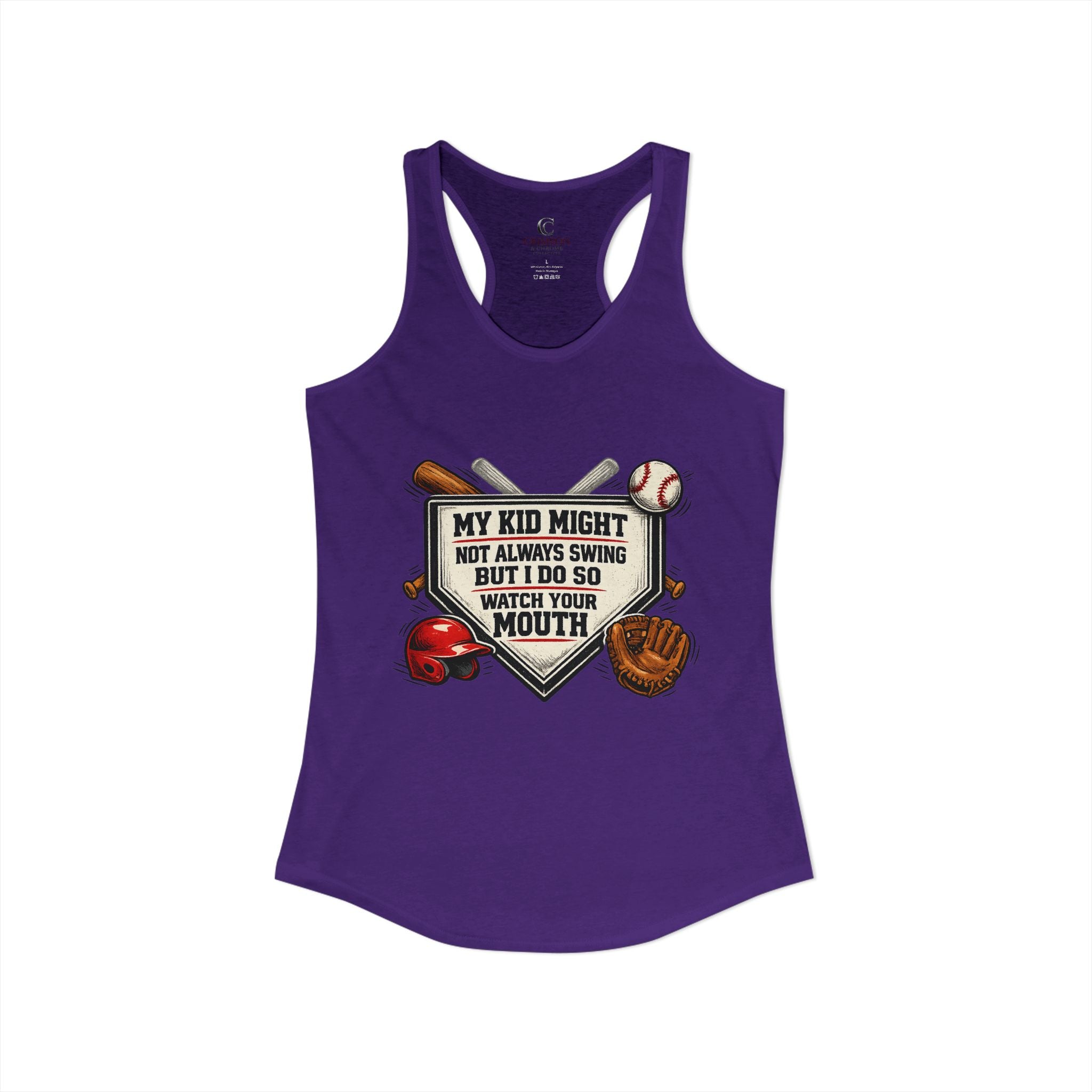 Funny Baseball Mom Tank Top – “My Kid Might Not Always Swing But I Do So Watch Your Mouth” – Baseball Parent Game Day Shirt – Travel Ball Mom Gift