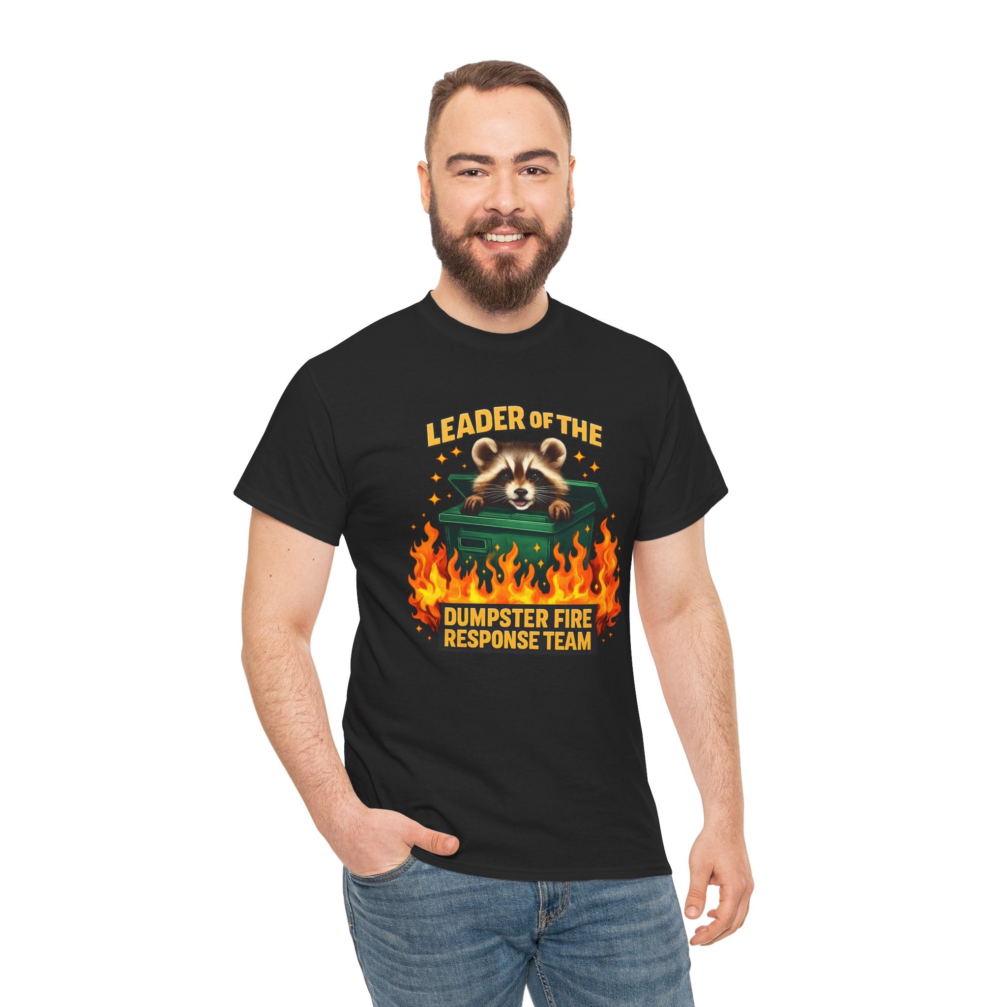 Leader of the Dumpster Fire Response Team Raccoon T-Shirt – Funny Sarcastic Work Humor Tee