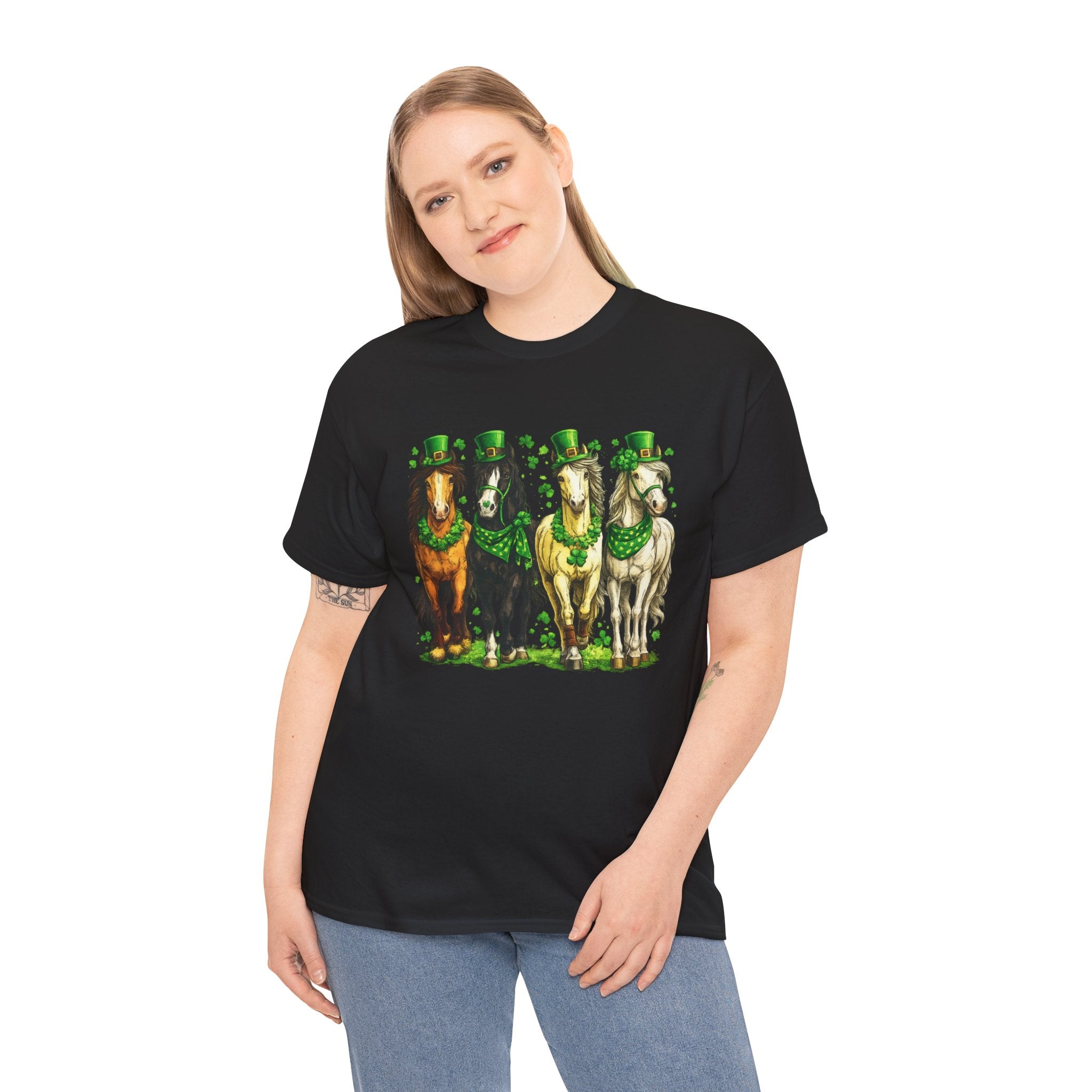Lucky Horses St. Patrick’s Day Shirt – Shamrock Horse Graphic Tee for Western & Farm Lovers