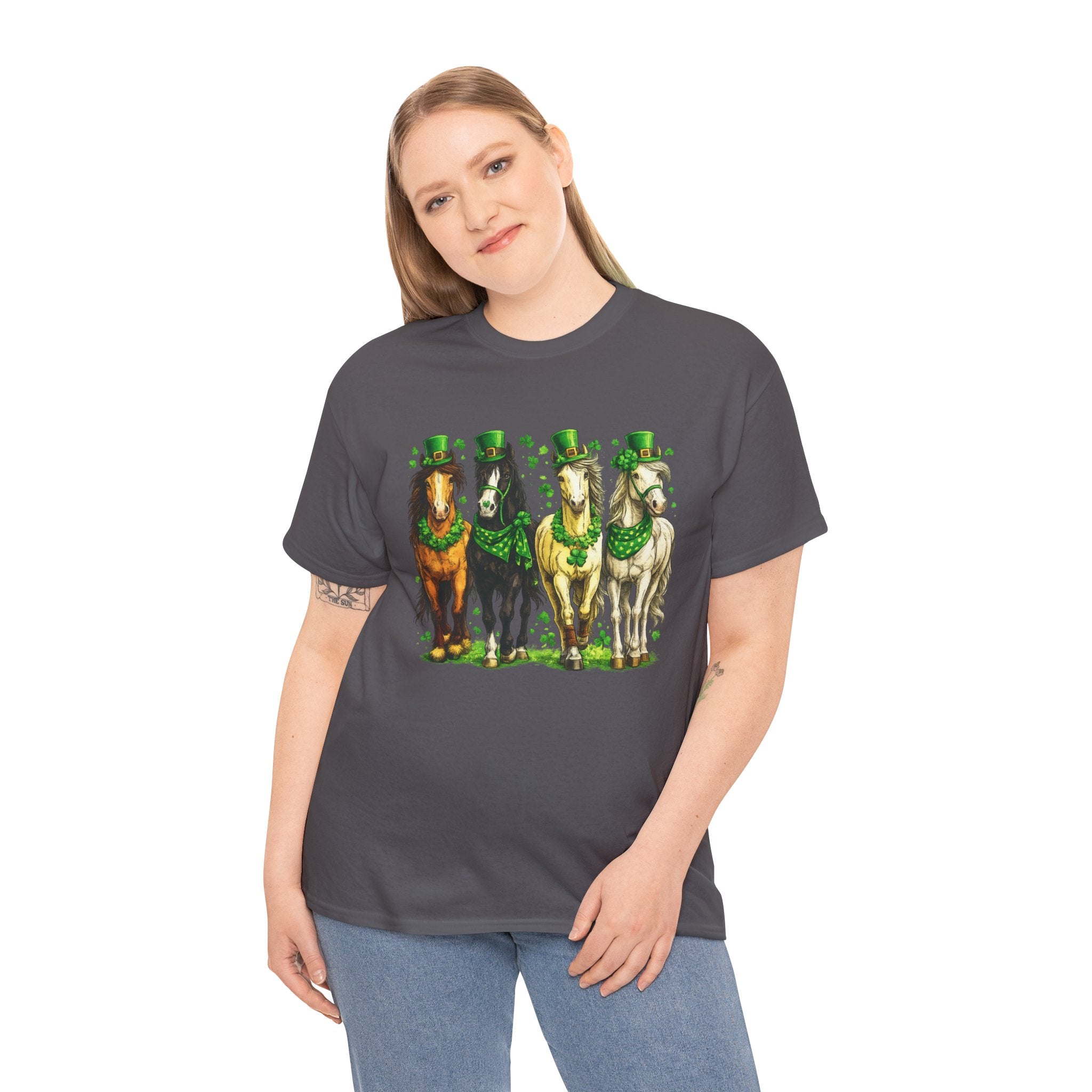 Lucky Horses St. Patrick’s Day Shirt – Shamrock Horse Graphic Tee for Western & Farm Lovers