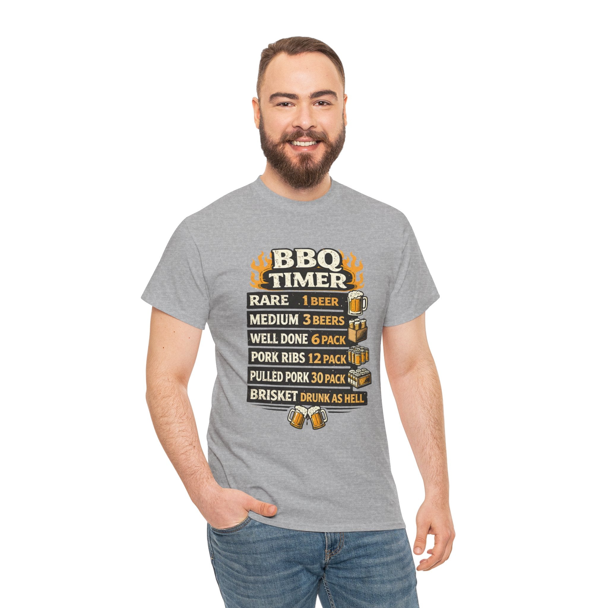 BBQ Timer Shirt – Funny Grill Master Beer Guide Tee – Dad Barbecue Shirt – Gift for Beer Lover