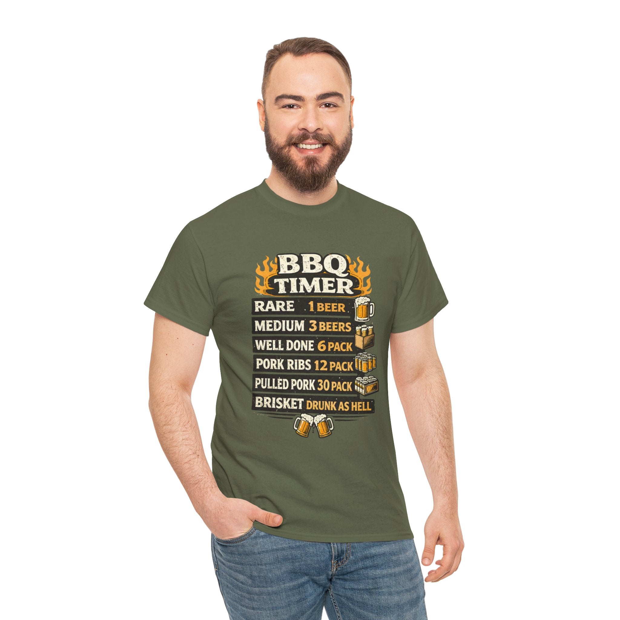 BBQ Timer Shirt – Funny Grill Master Beer Guide Tee – Dad Barbecue Shirt – Gift for Beer Lover