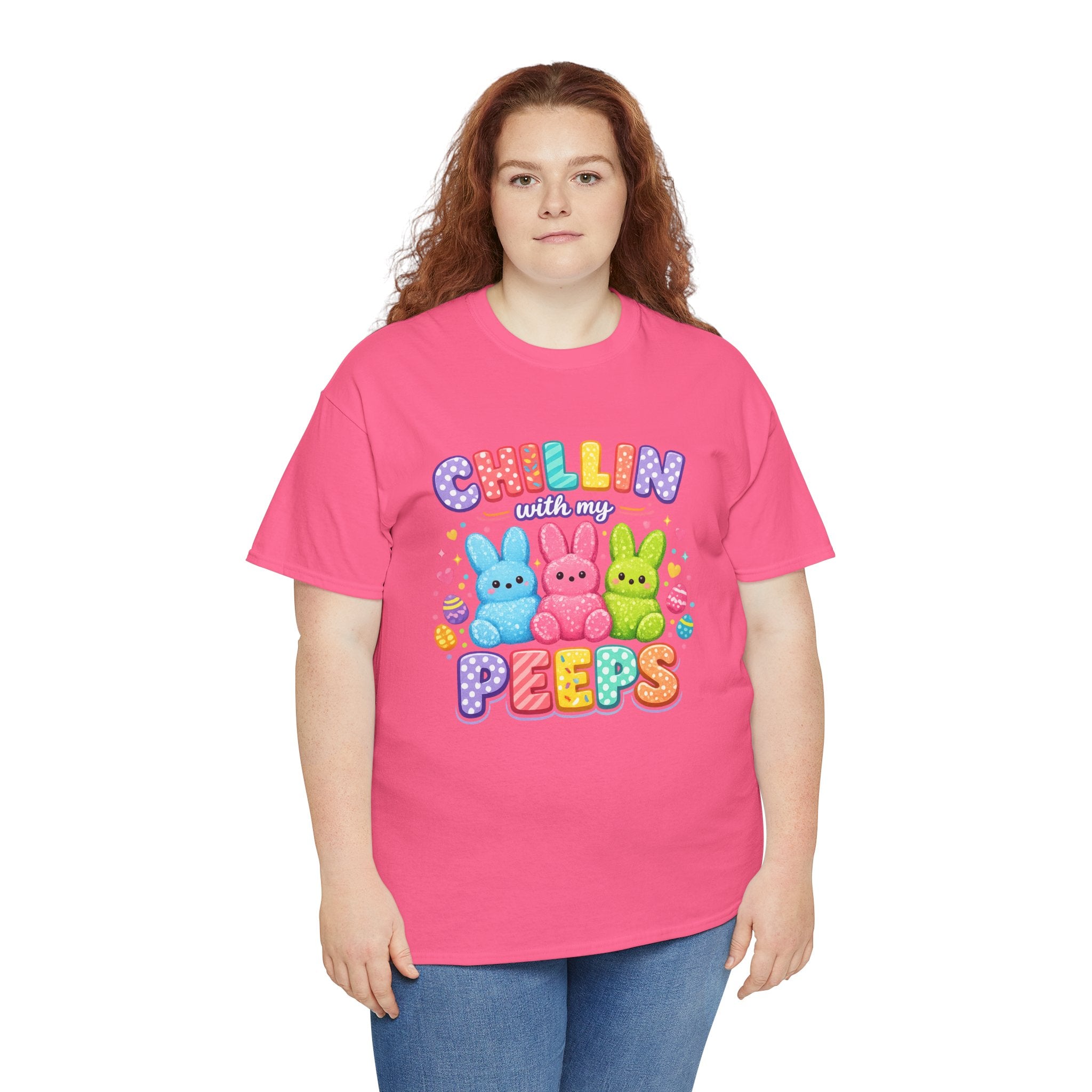 Chillin With My Peeps Easter Bunny Shirt | Cute Pastel Easter Peeps Bunny T-Shirt | Funny Easter Family Matching Shirt