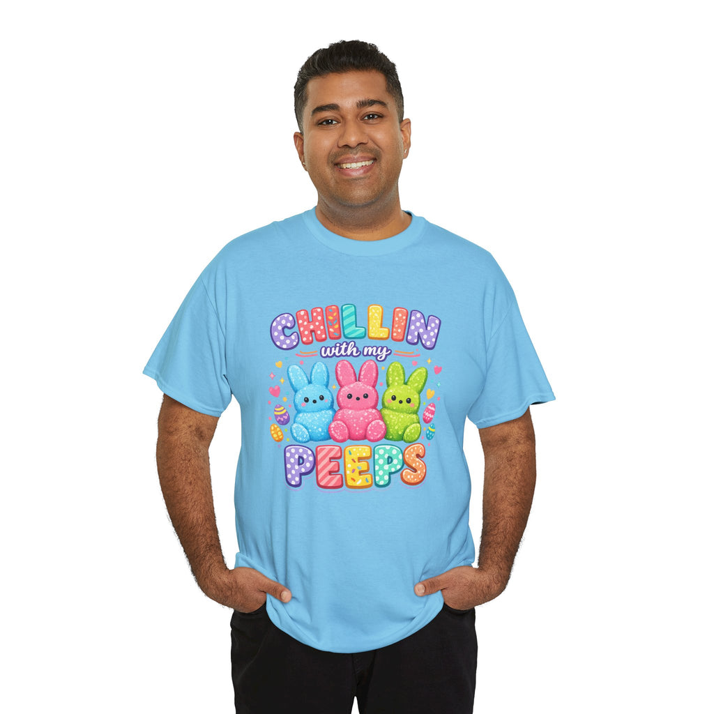 Chillin With My Peeps Easter Bunny Shirt | Cute Pastel Easter Peeps Bunny T-Shirt | Funny Easter Family Matching Shirt