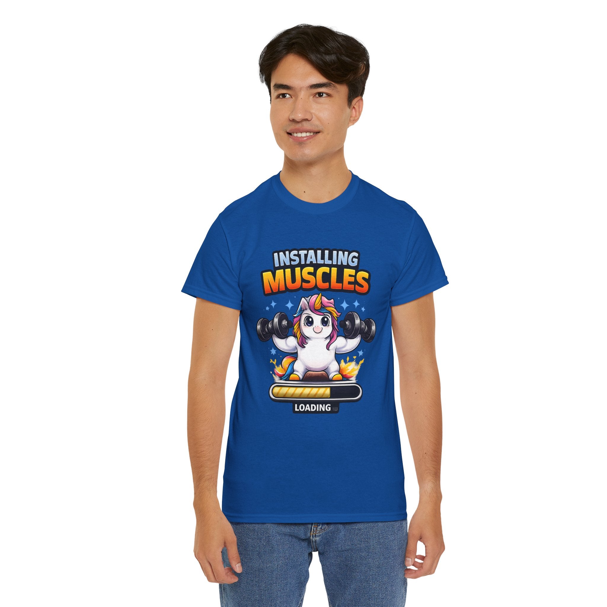 Installing Muscles Unicorn Shirt – Cute Funny Gym Workout Tee