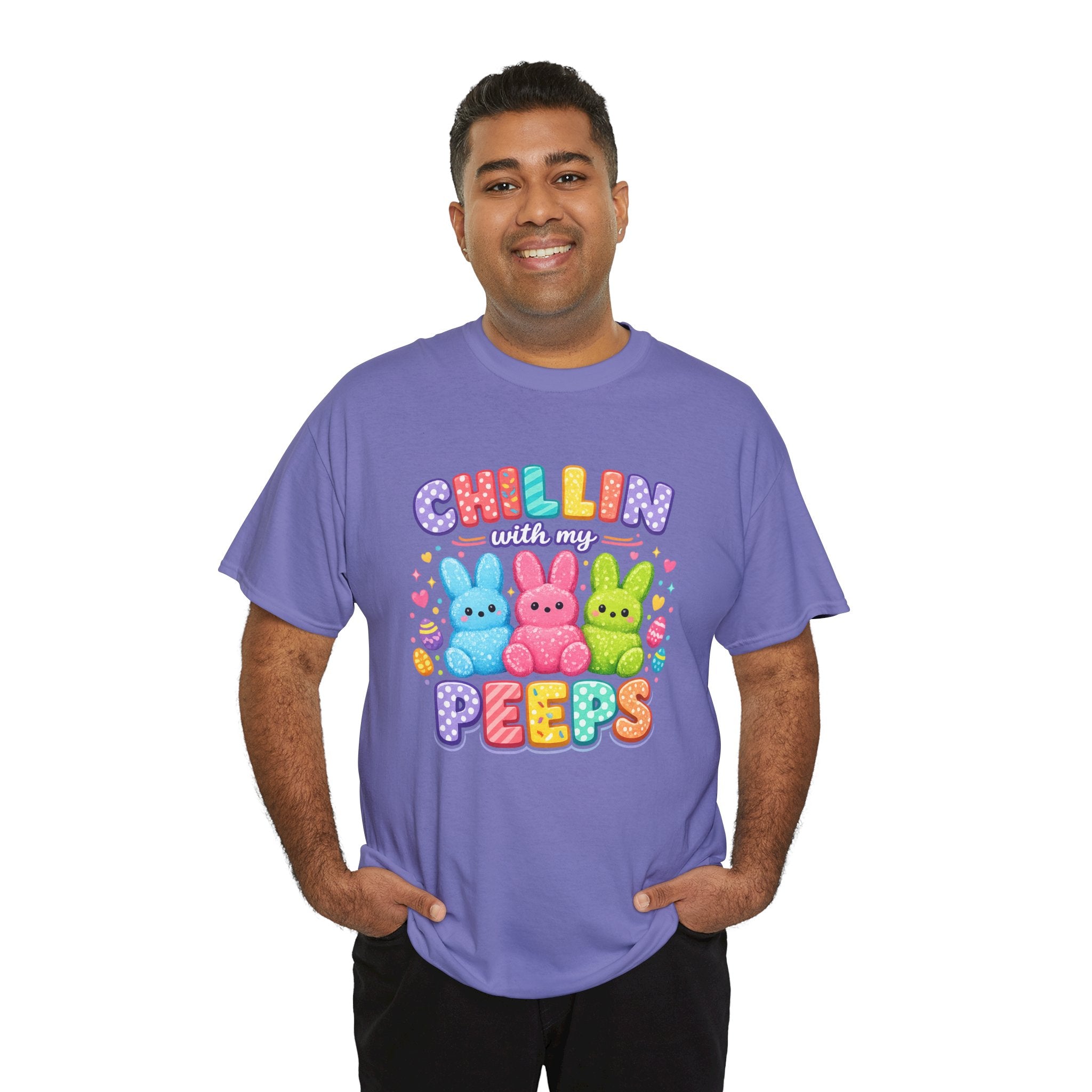 Chillin With My Peeps Easter Bunny Shirt | Cute Pastel Easter Peeps Bunny T-Shirt | Funny Easter Family Matching Shirt
