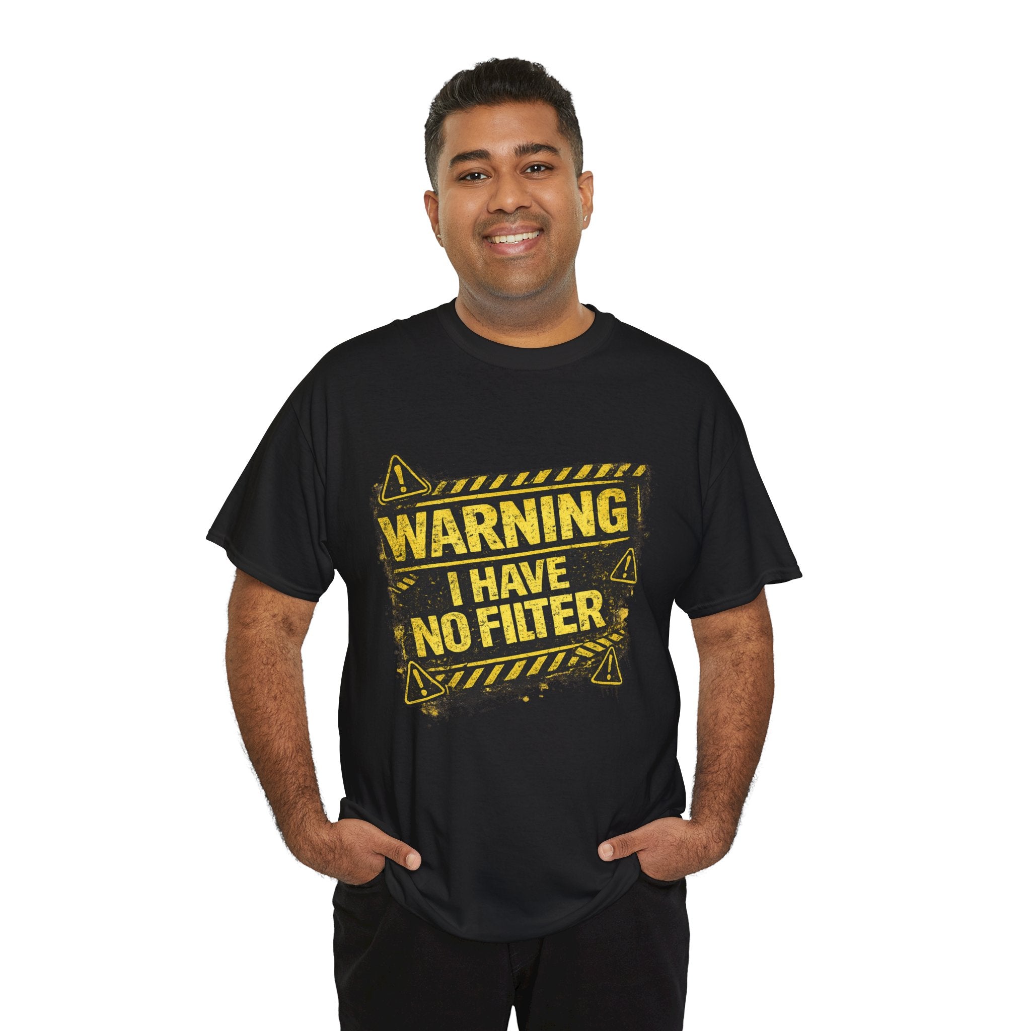 Warning I Have No Filter Shirt – Funny Iron Dad T-Shirt – Bold Construction Style Humor Tee for Dads – Father’s Day Gift