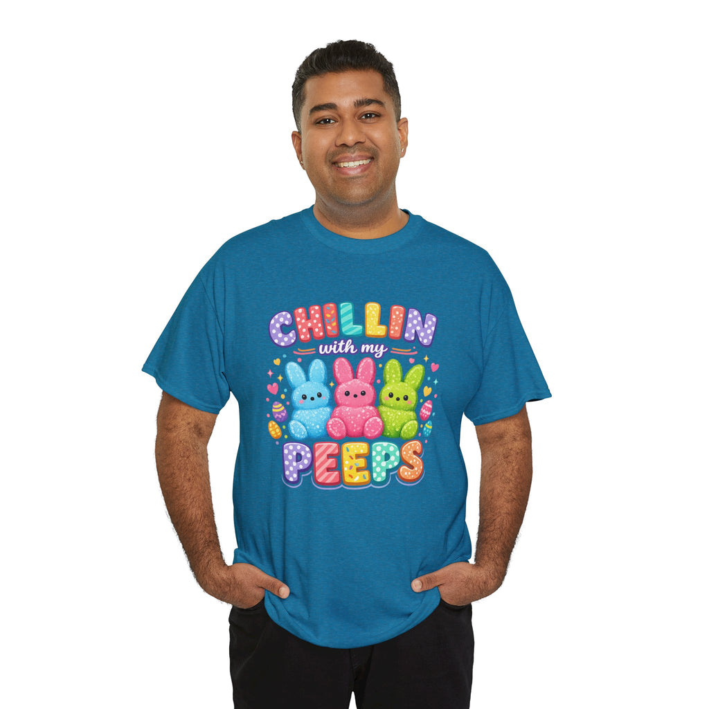 Chillin With My Peeps Easter Bunny Shirt | Cute Pastel Easter Peeps Bunny T-Shirt | Funny Easter Family Matching Shirt
