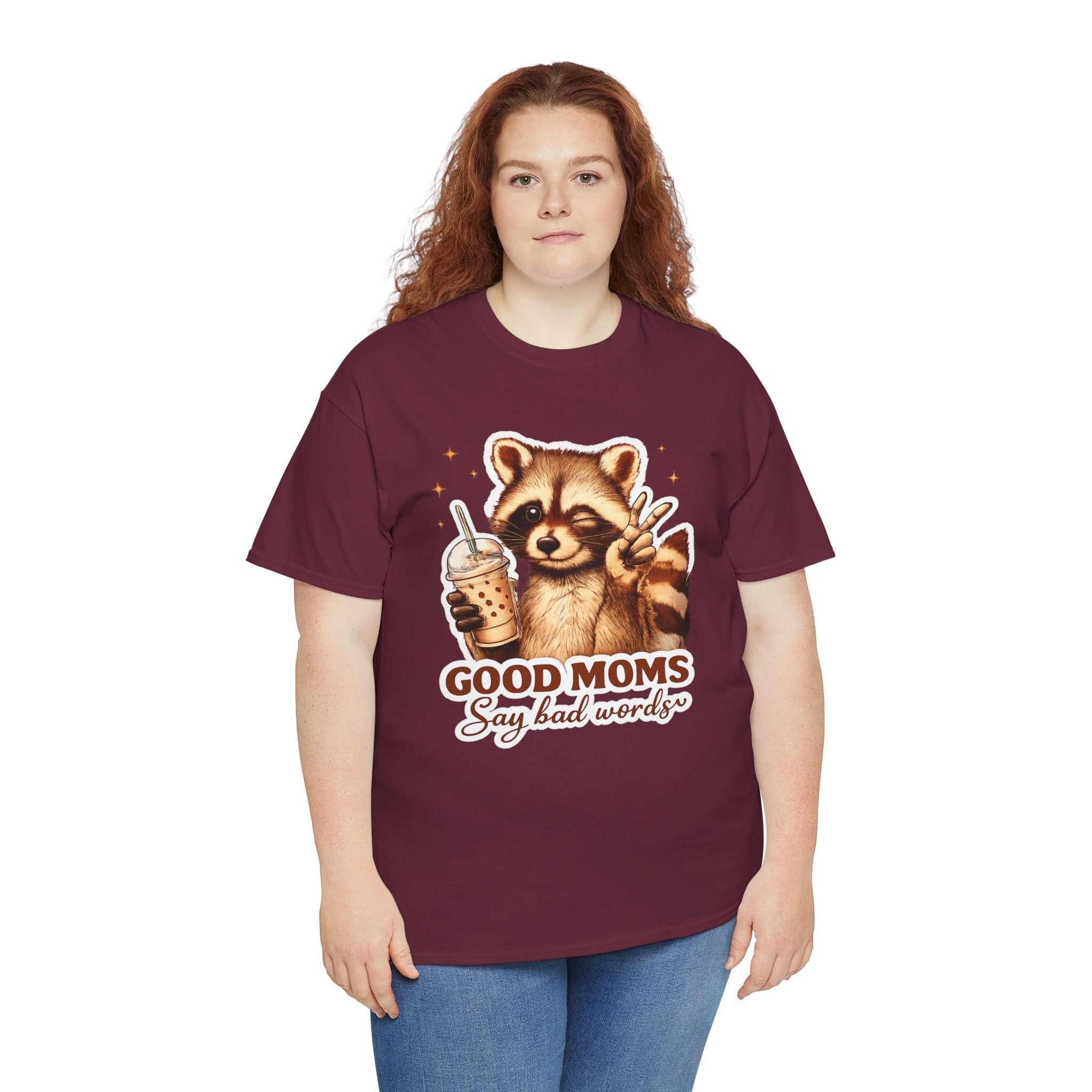 Good Moms Say Bad Words Raccoon T-Shirt – Funny Mom Graphic Tee