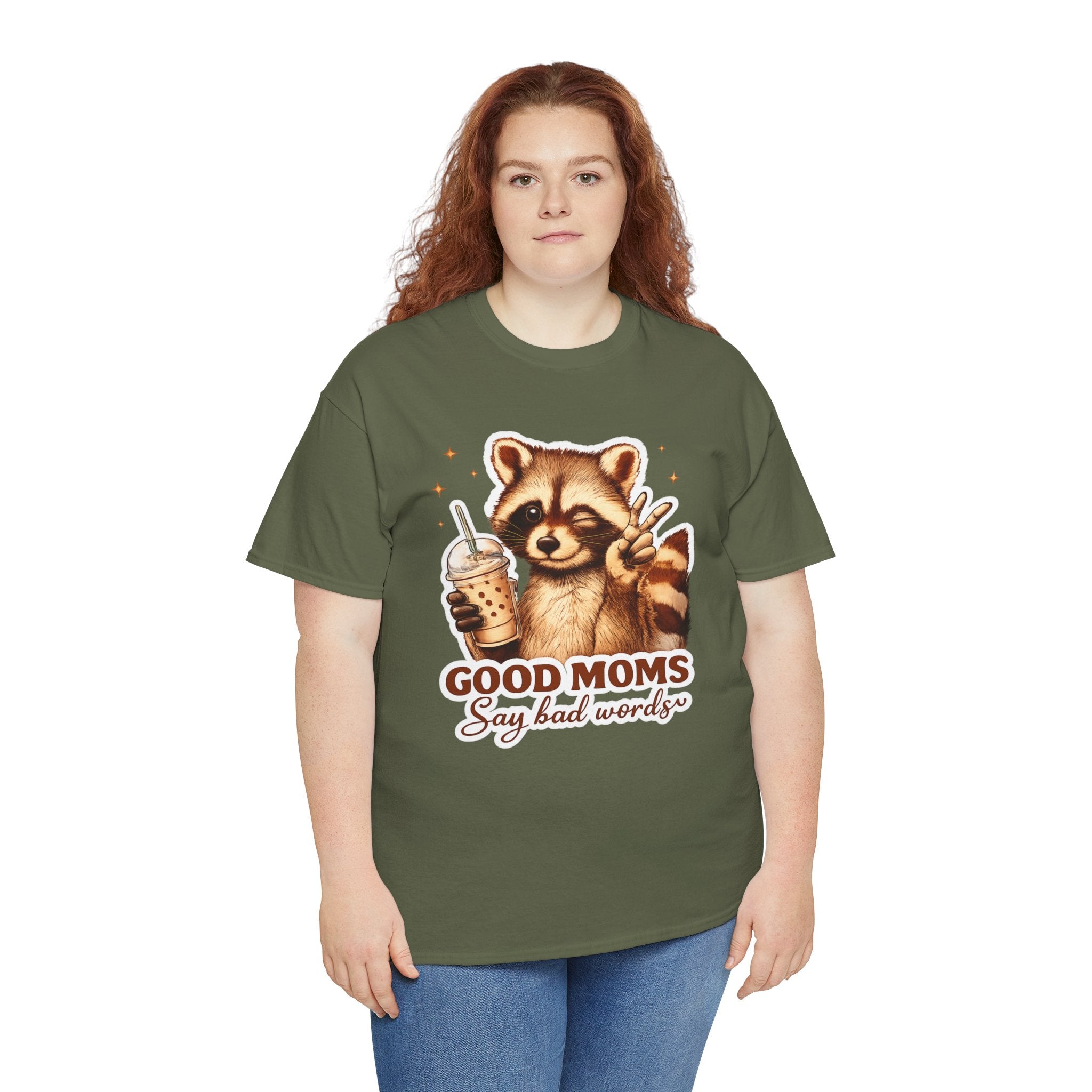 Good Moms Say Bad Words Raccoon T-Shirt – Funny Mom Graphic Tee