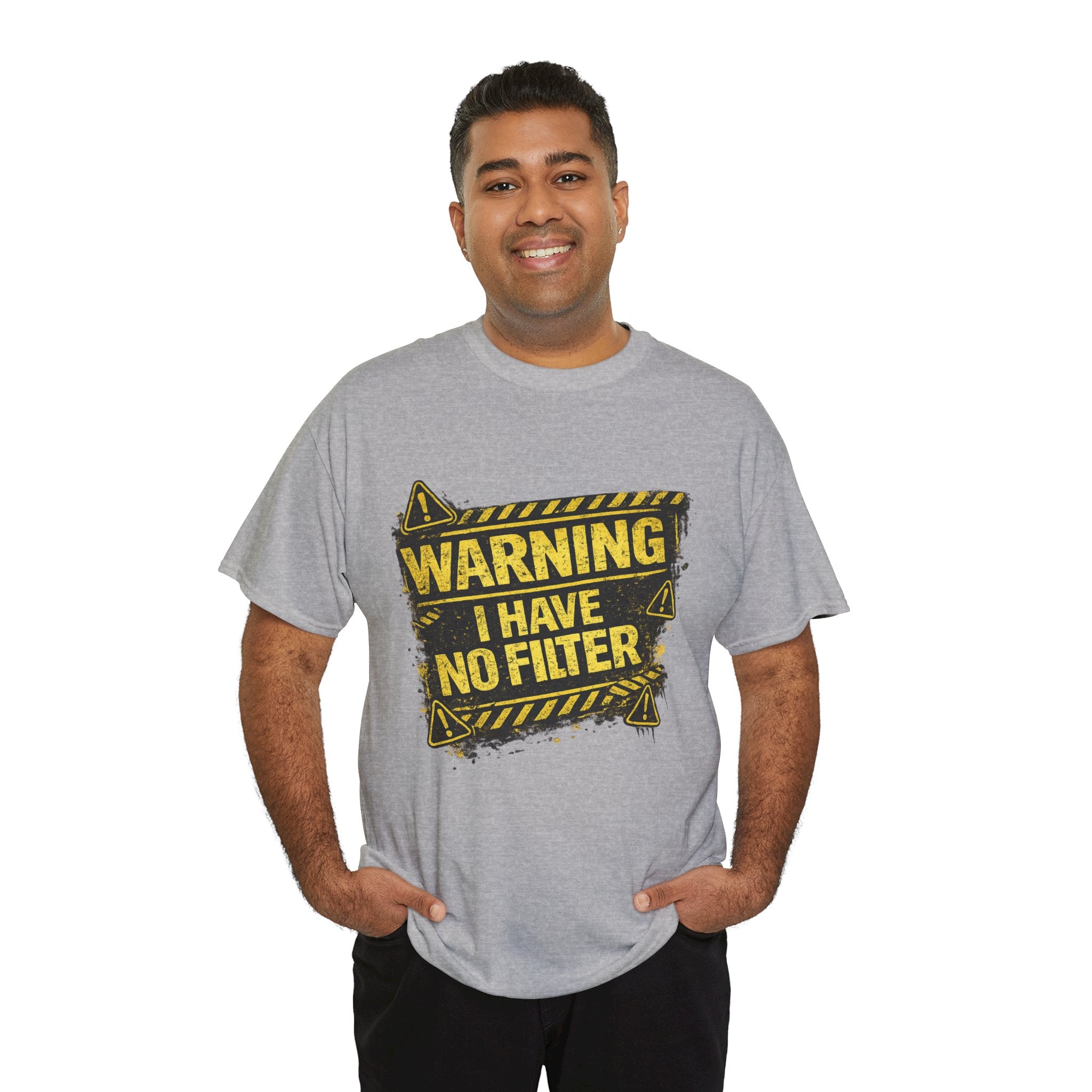 Warning I Have No Filter Shirt – Funny Iron Dad T-Shirt – Bold Construction Style Humor Tee for Dads – Father’s Day Gift