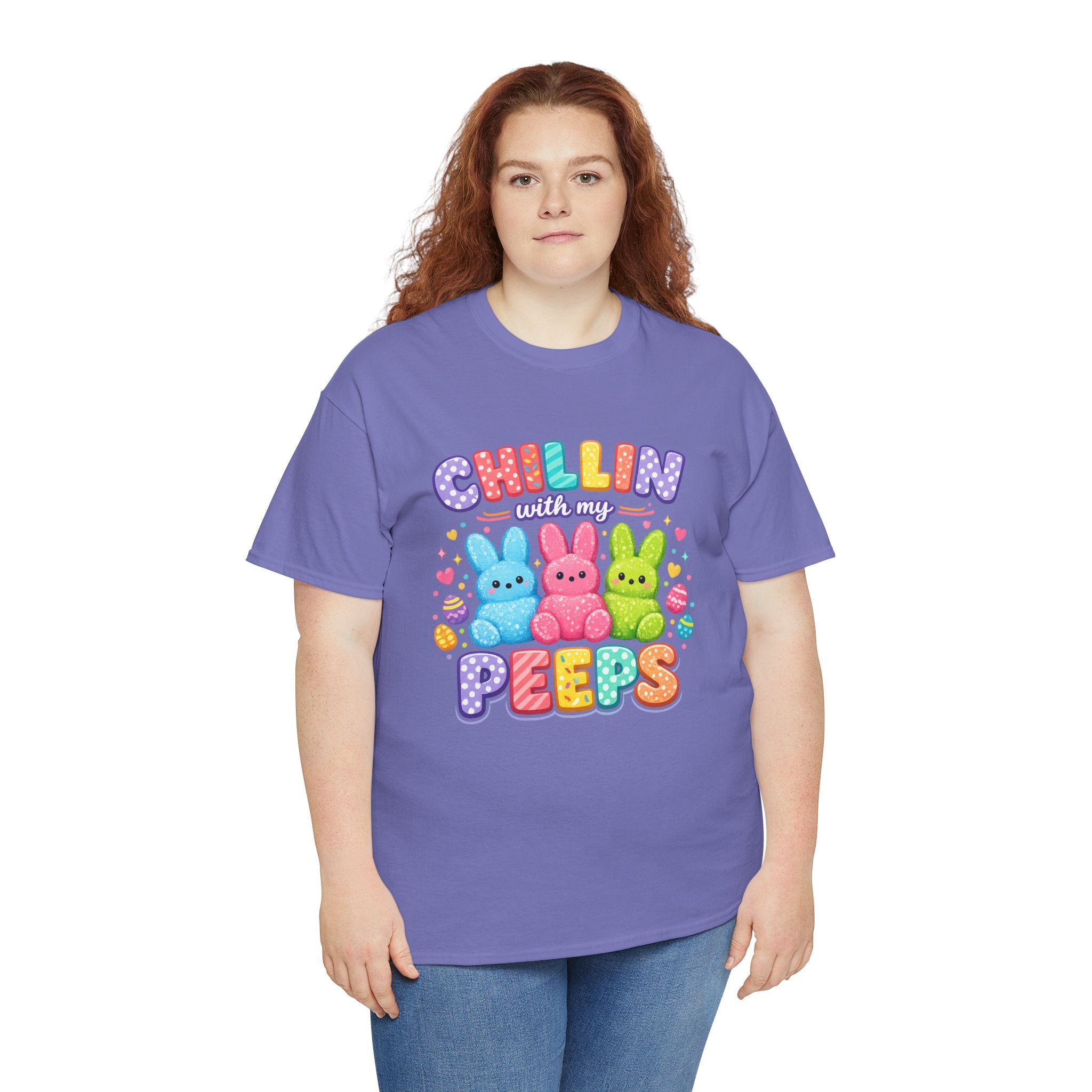 Chillin With My Peeps Easter Bunny Shirt | Cute Pastel Easter Peeps Bunny T-Shirt | Funny Easter Family Matching Shirt