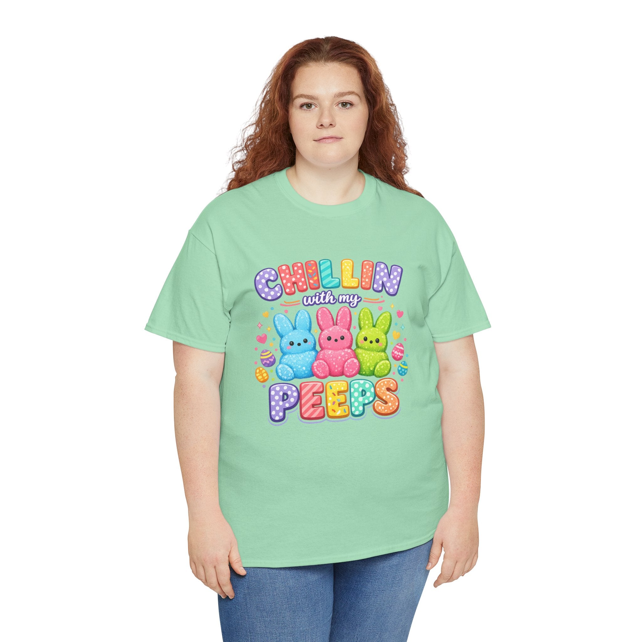 Chillin With My Peeps Easter Bunny Shirt | Cute Pastel Easter Peeps Bunny T-Shirt | Funny Easter Family Matching Shirt
