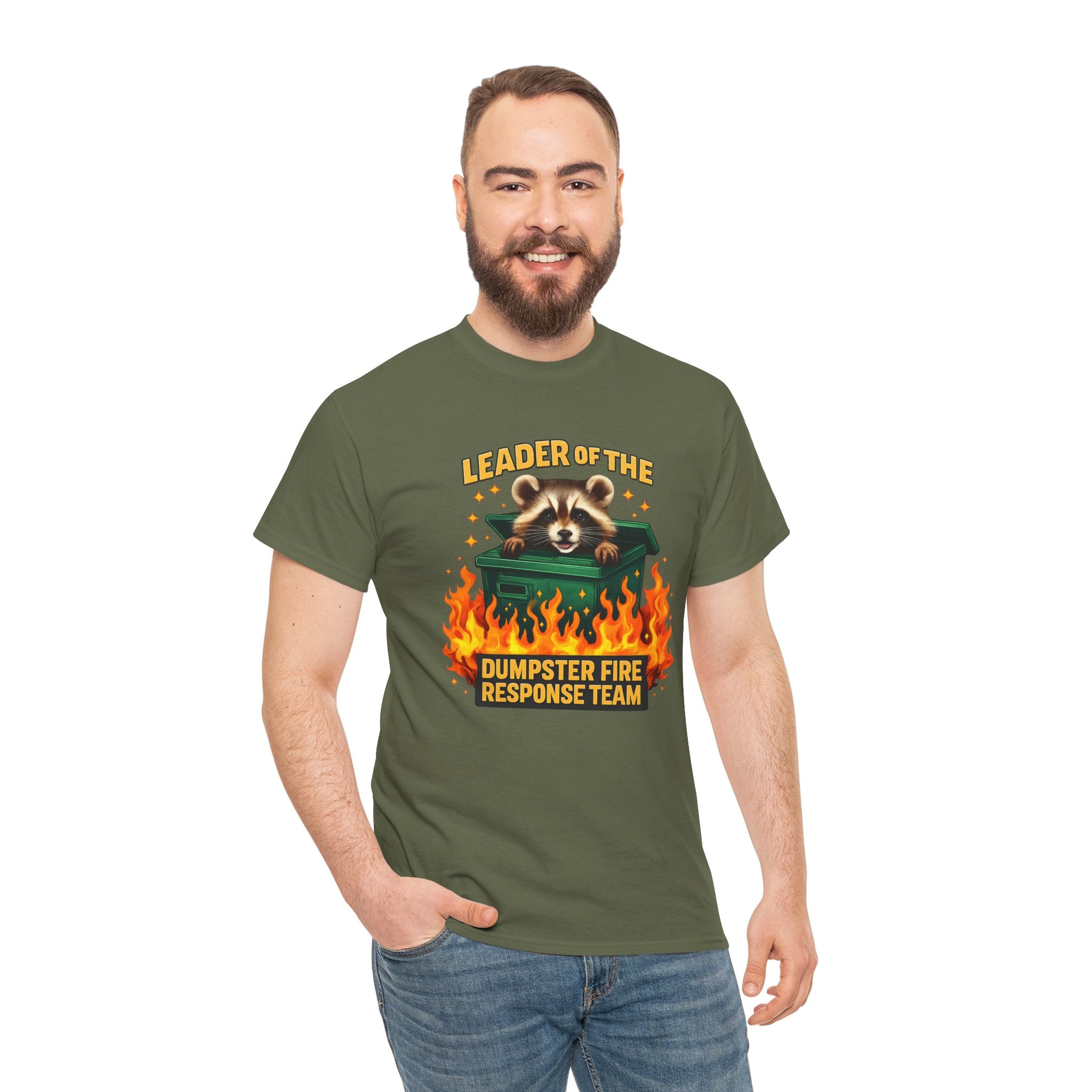 Leader of the Dumpster Fire Response Team Raccoon T-Shirt – Funny Sarcastic Work Humor Tee