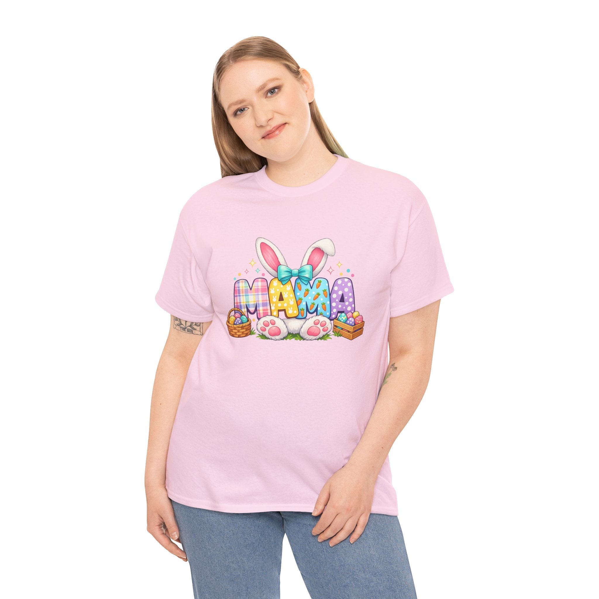 Easter Mama Shirt – Cute Pastel Bunny Ears & Eggs Graphic Tee for Moms – Spring Holiday T-Shirt Gift for Mom