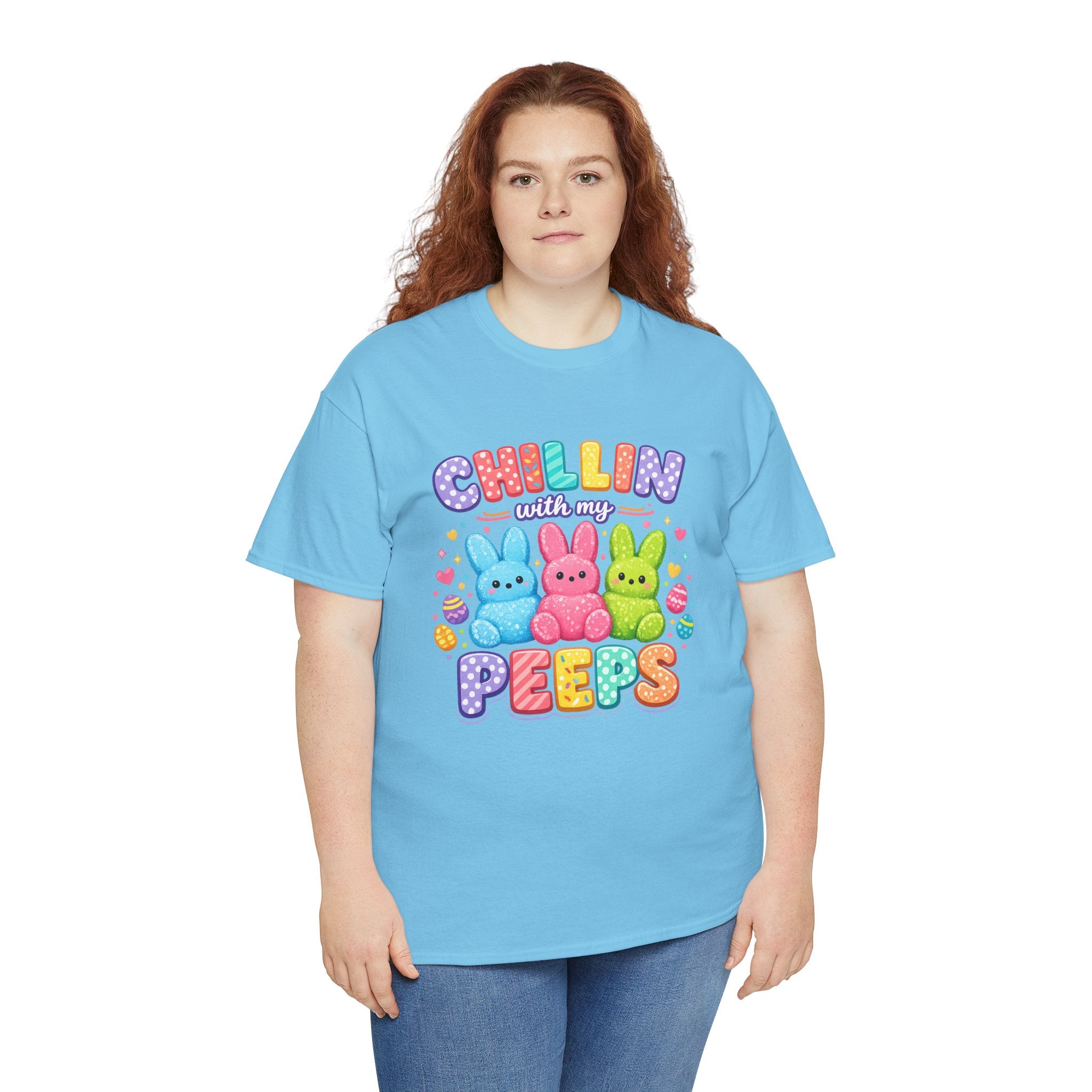 Chillin With My Peeps Easter Bunny Shirt | Cute Pastel Easter Peeps Bunny T-Shirt | Funny Easter Family Matching Shirt