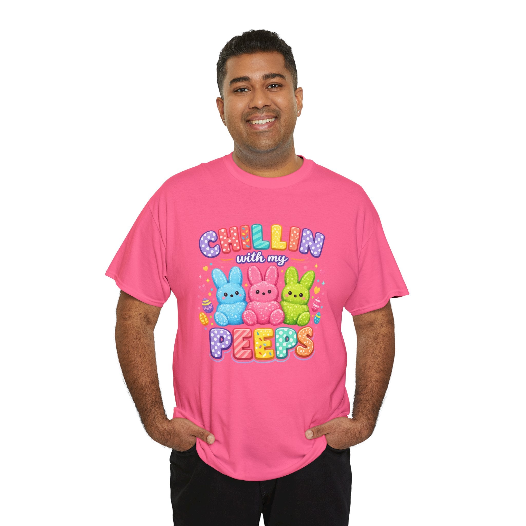 Chillin With My Peeps Easter Bunny Shirt | Cute Pastel Easter Peeps Bunny T-Shirt | Funny Easter Family Matching Shirt