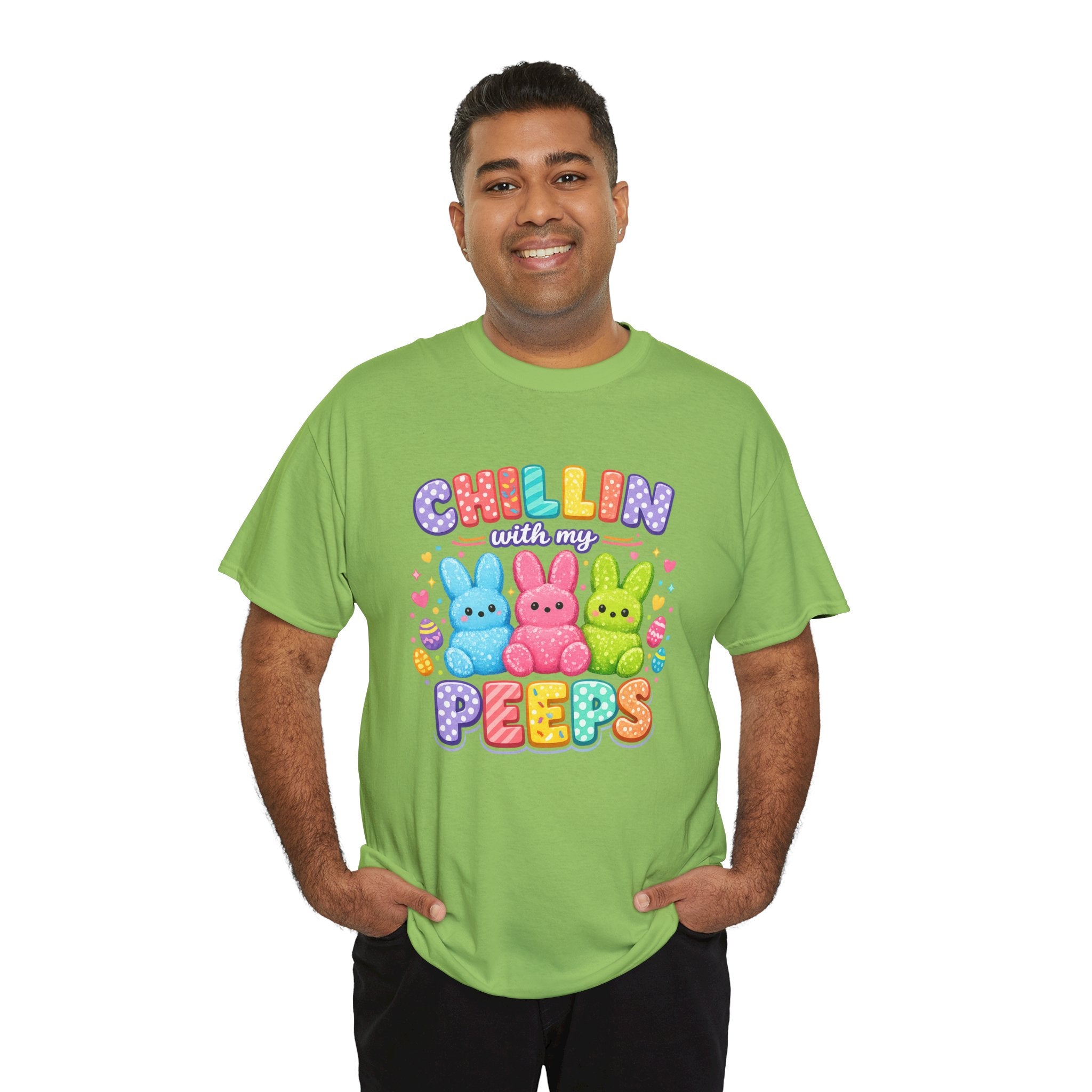 Chillin With My Peeps Easter Bunny Shirt | Cute Pastel Easter Peeps Bunny T-Shirt | Funny Easter Family Matching Shirt