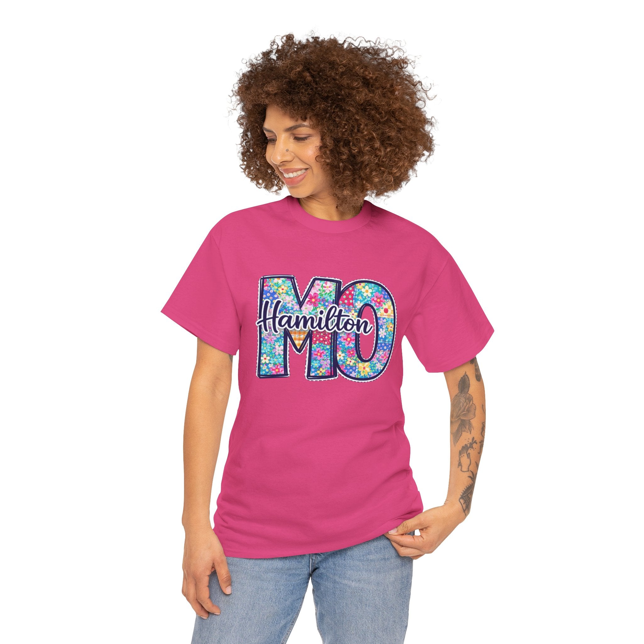Hamilton Missouri Quilt Shirt – MO Patchwork T-Shirt, Quilters Capital Design, Missouri Quilt Town Tee, Sewing Lover Gift, Floral Quilt Shirt