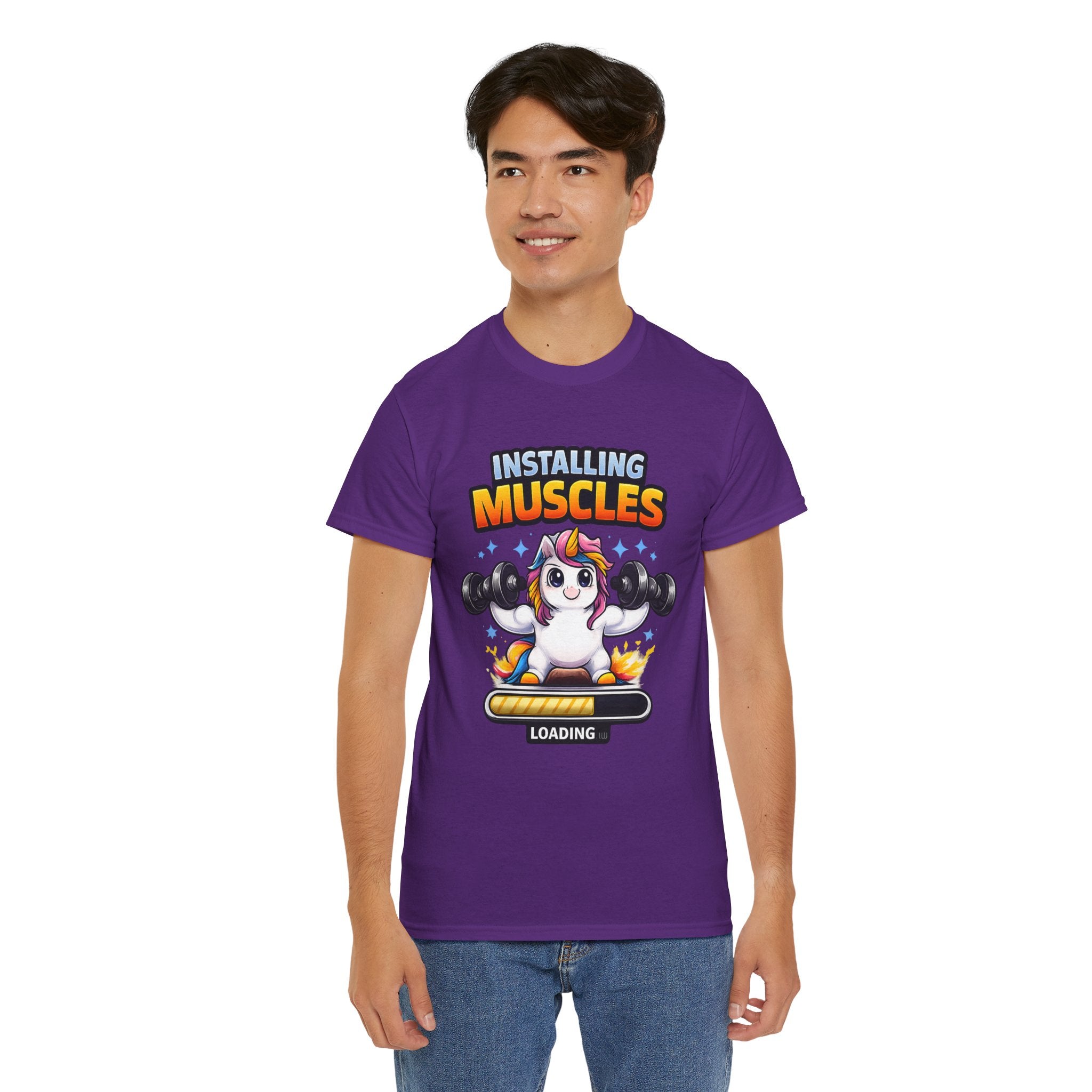 Installing Muscles Unicorn Shirt – Cute Funny Gym Workout Tee