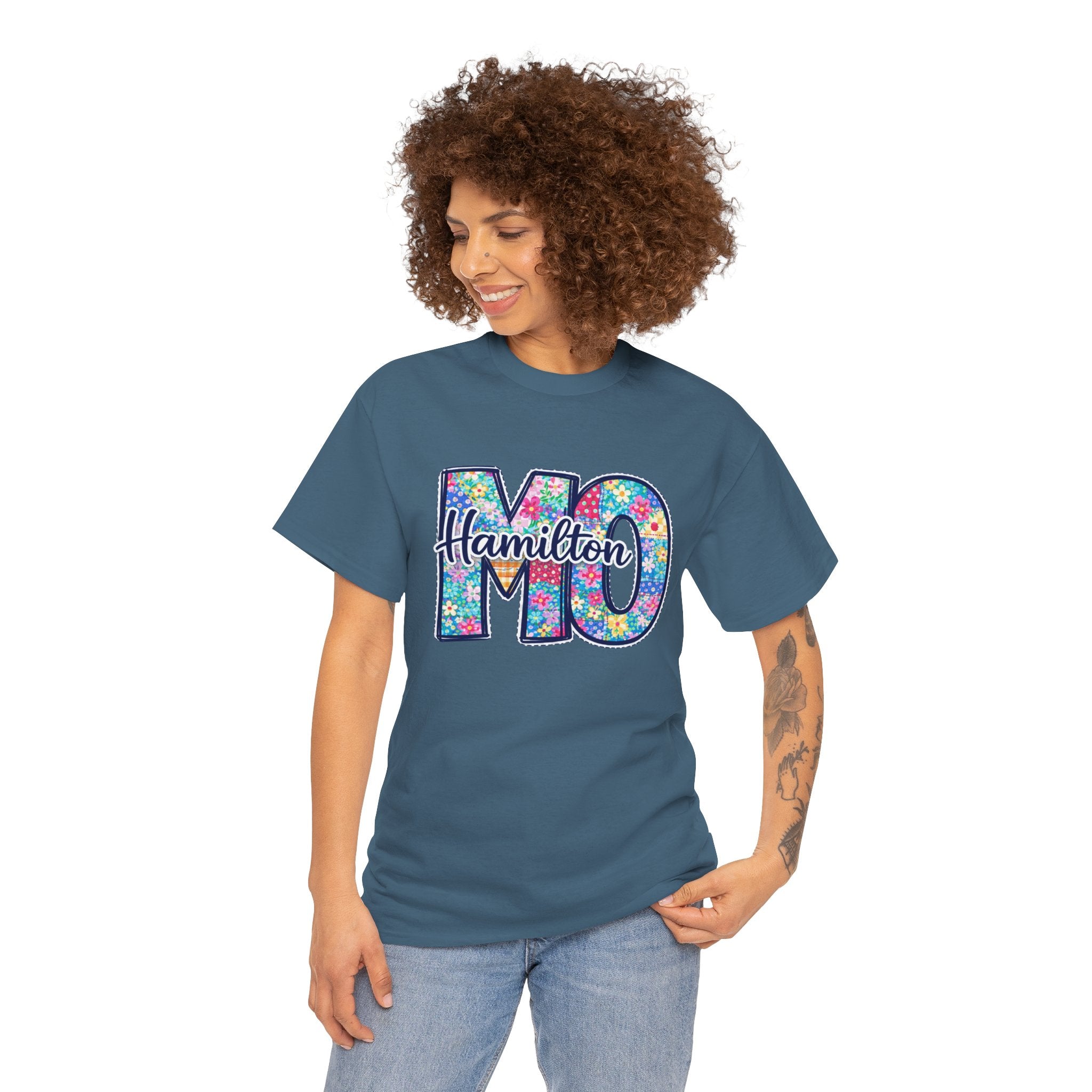 Hamilton Missouri Quilt Shirt – MO Patchwork T-Shirt, Quilters Capital Design, Missouri Quilt Town Tee, Sewing Lover Gift, Floral Quilt Shirt