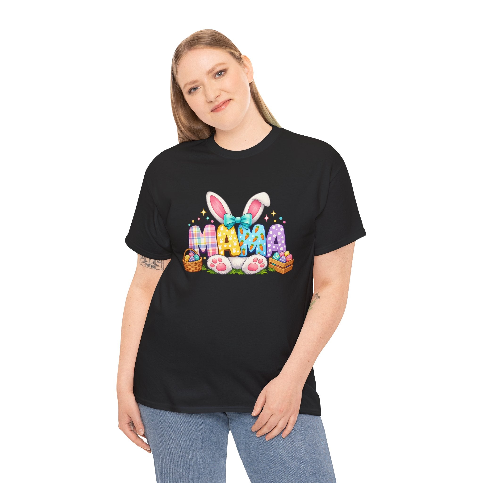 Easter Mama Shirt – Cute Pastel Bunny Ears & Eggs Graphic Tee for Moms – Spring Holiday T-Shirt Gift for Mom