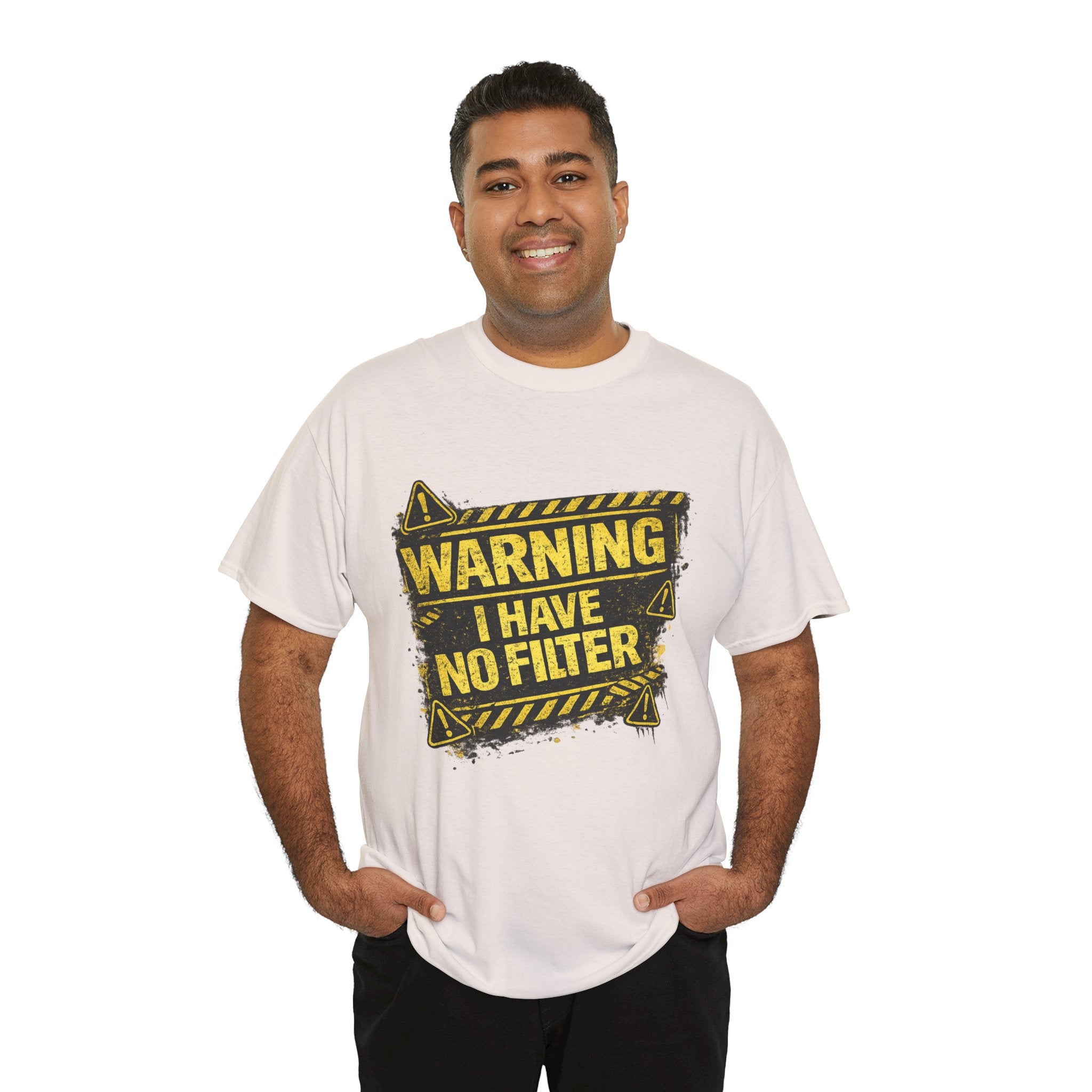 Warning I Have No Filter Shirt – Funny Iron Dad T-Shirt – Bold Construction Style Humor Tee for Dads – Father’s Day Gift