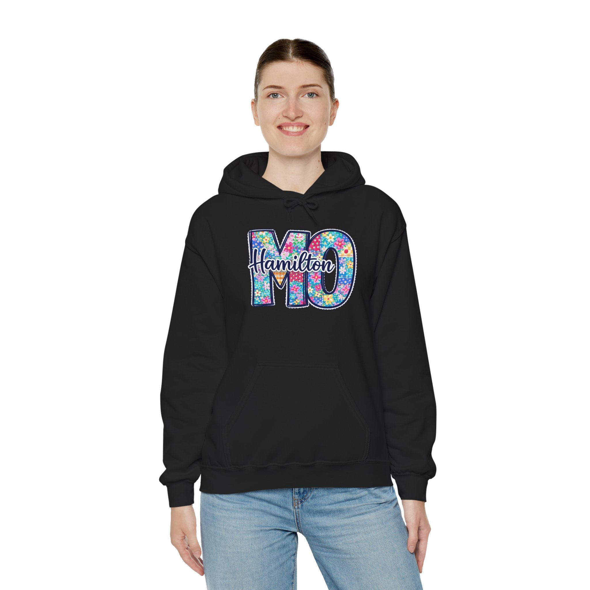 Hamilton Missouri Quilt Hoodie – MO Patchwork Hoodie, Quilters Capital Sweatshirt, Missouri Quilt Town Hoodie, Sewing Lover Gift, Cozy Quilter Hoodie
