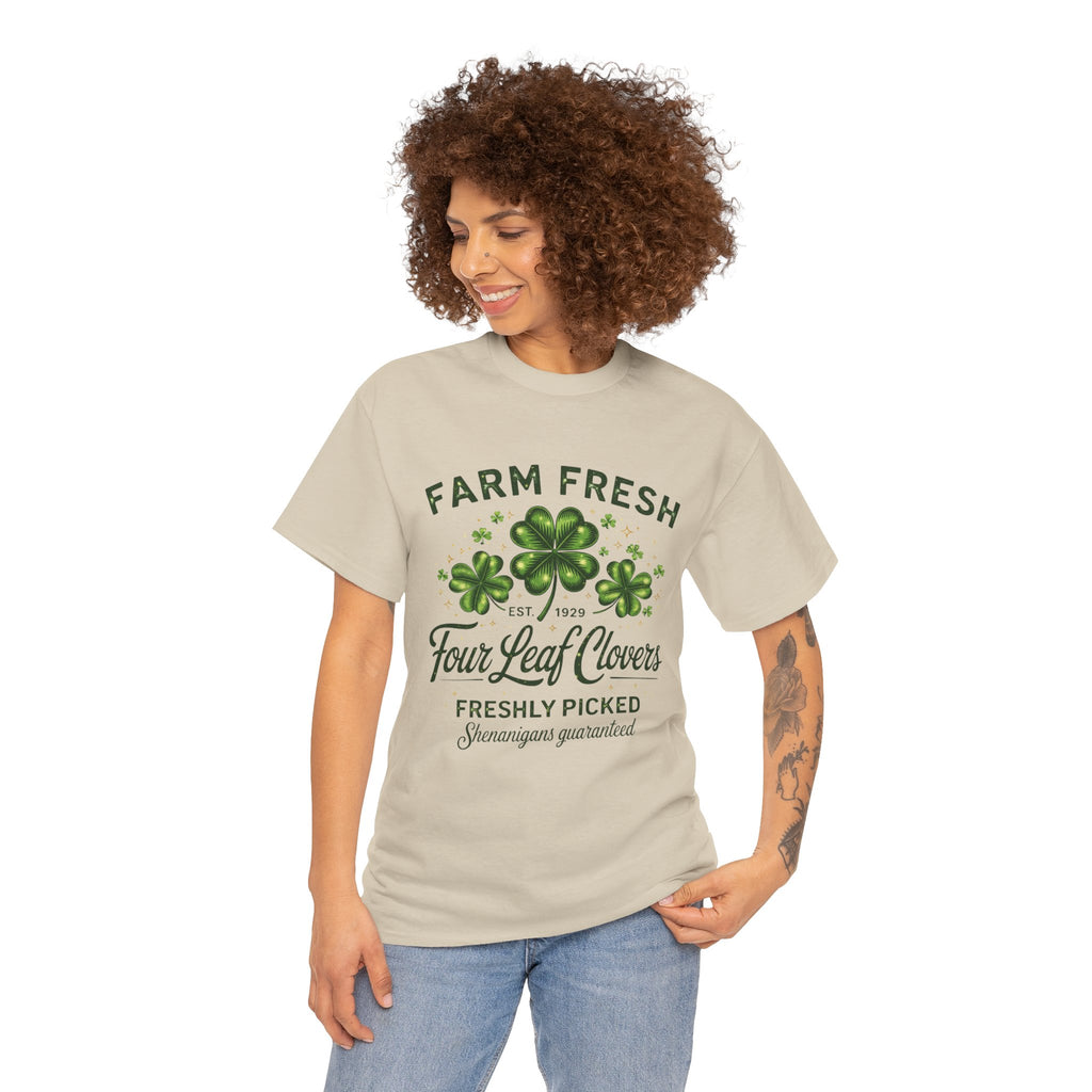 Farm Fresh Four Leaf Clovers Shirt – Funny St. Patrick’s Day Shamrock Tee, Freshly Picked Shenanigans Guaranteed