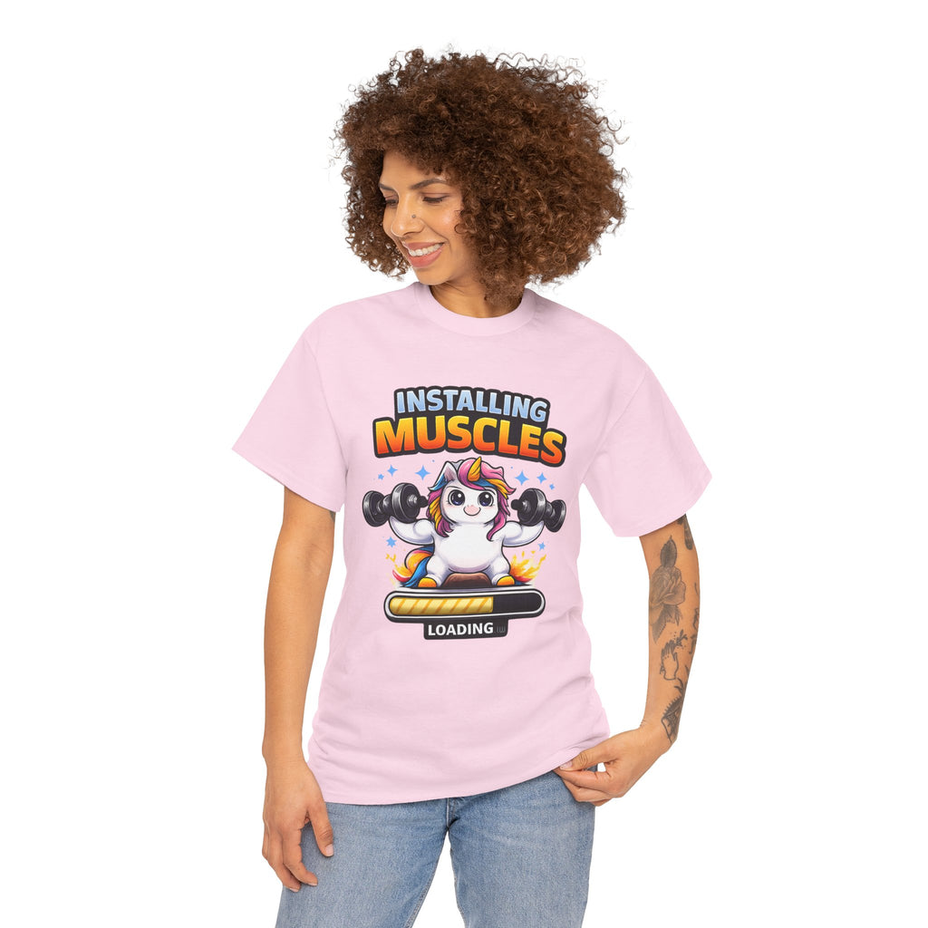 Installing Muscles Unicorn Shirt – Cute Funny Gym Workout Tee