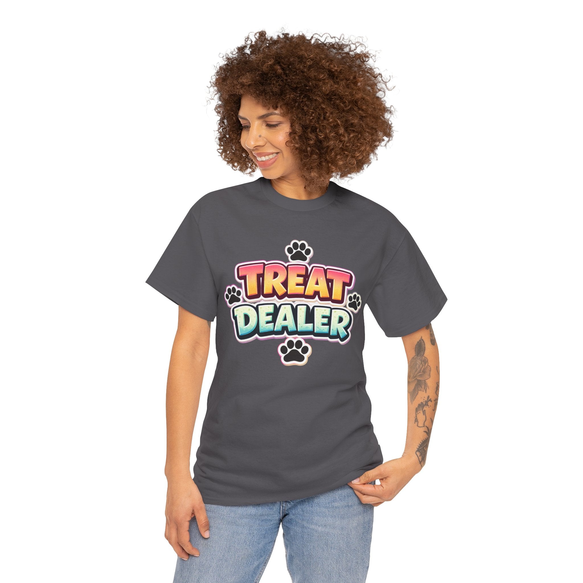 Treat Dealer Dog Shirt – Funny Dog Mom & Dog Dad Paw Print Graphic Tee