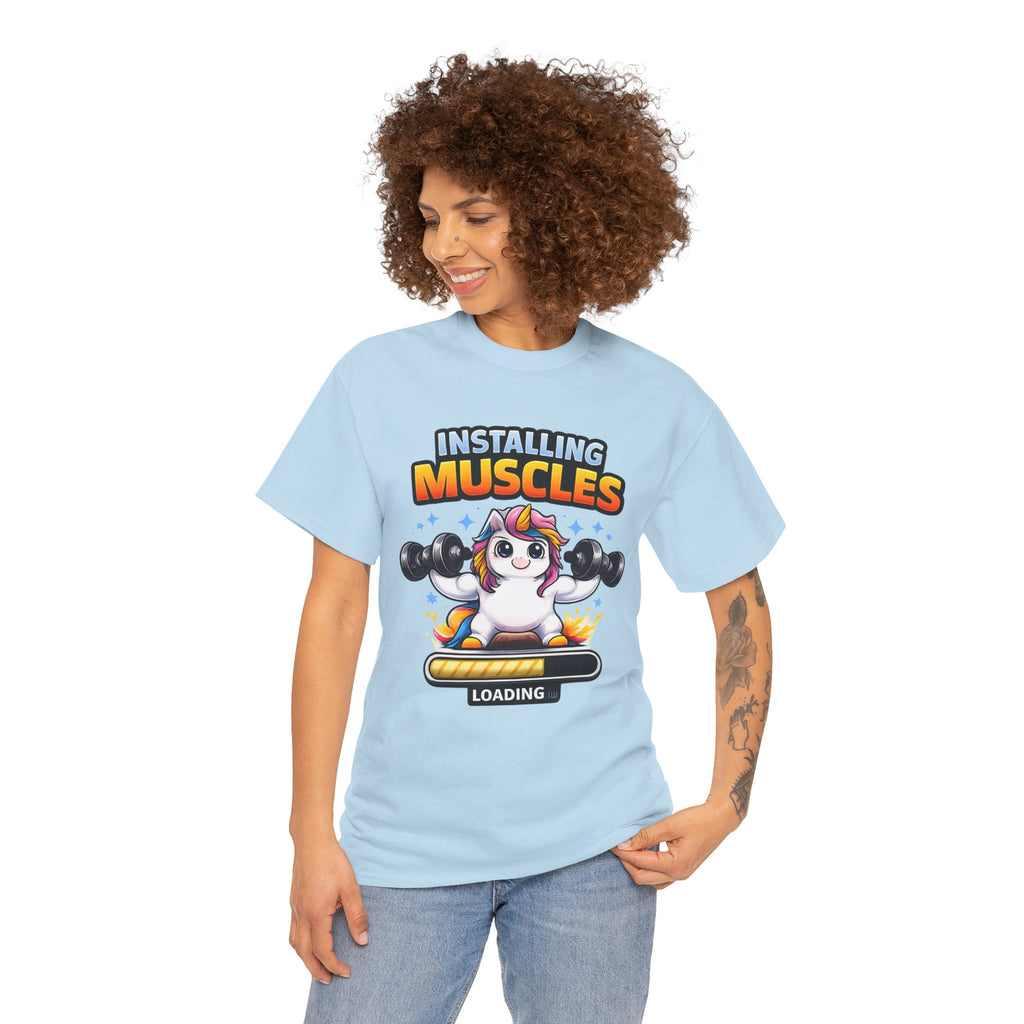 Installing Muscles Unicorn Shirt – Cute Funny Gym Workout Tee