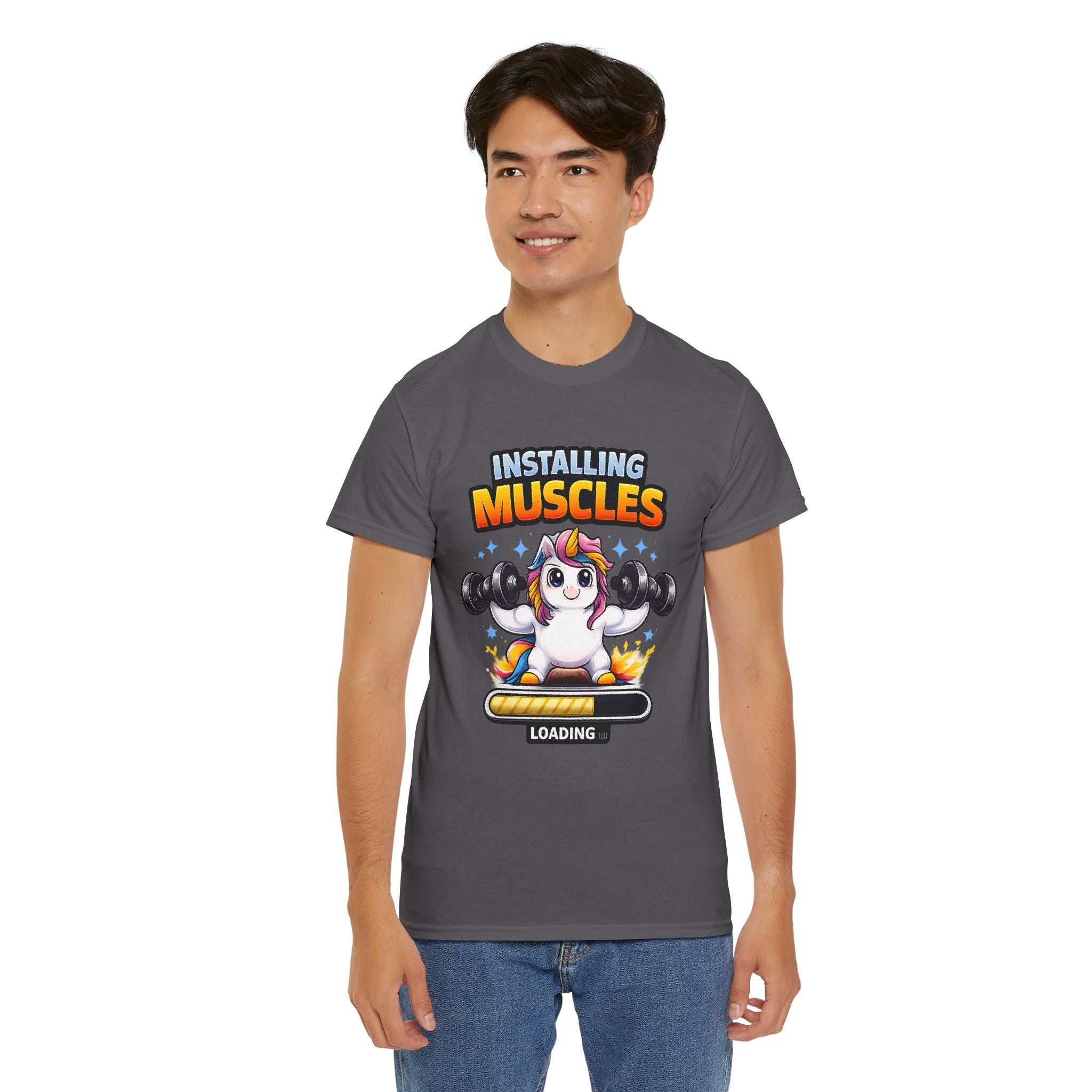 Installing Muscles Unicorn Shirt – Cute Funny Gym Workout Tee