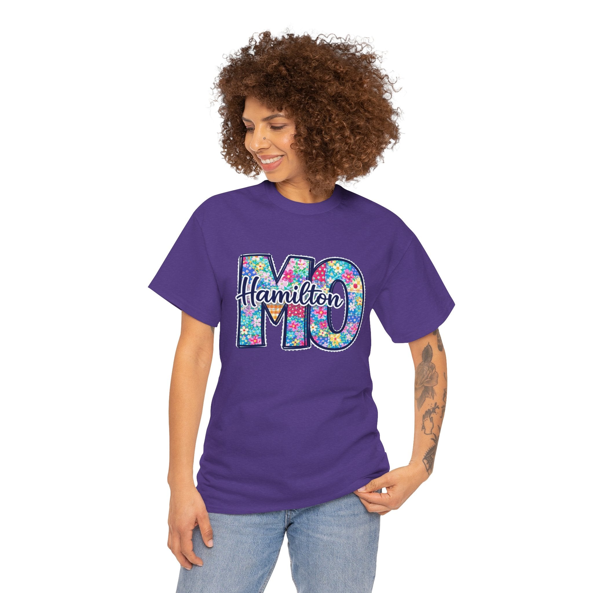 Hamilton Missouri Quilt Shirt – MO Patchwork T-Shirt, Quilters Capital Design, Missouri Quilt Town Tee, Sewing Lover Gift, Floral Quilt Shirt