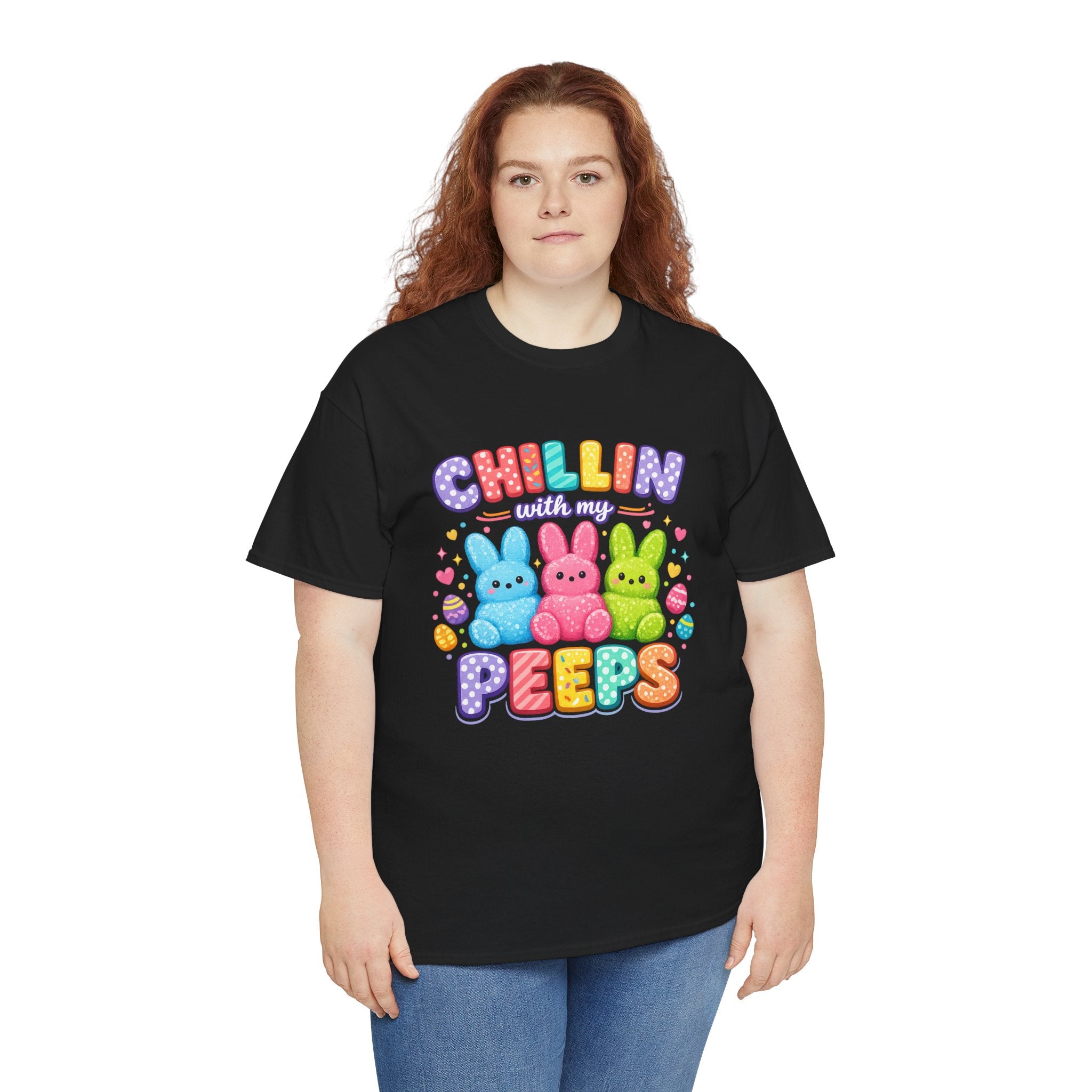 Chillin With My Peeps Easter Bunny Shirt | Cute Pastel Easter Peeps Bunny T-Shirt | Funny Easter Family Matching Shirt