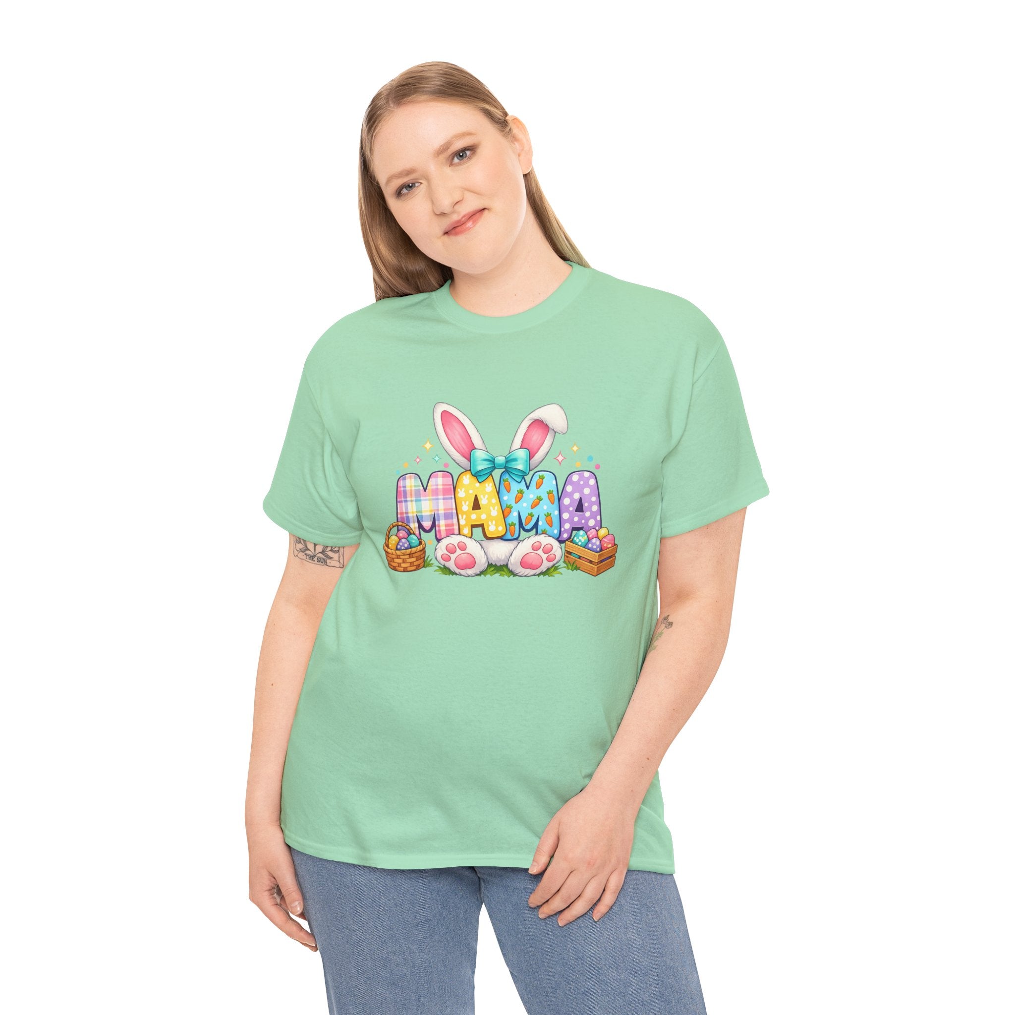 Easter Mama Shirt – Cute Pastel Bunny Ears & Eggs Graphic Tee for Moms – Spring Holiday T-Shirt Gift for Mom