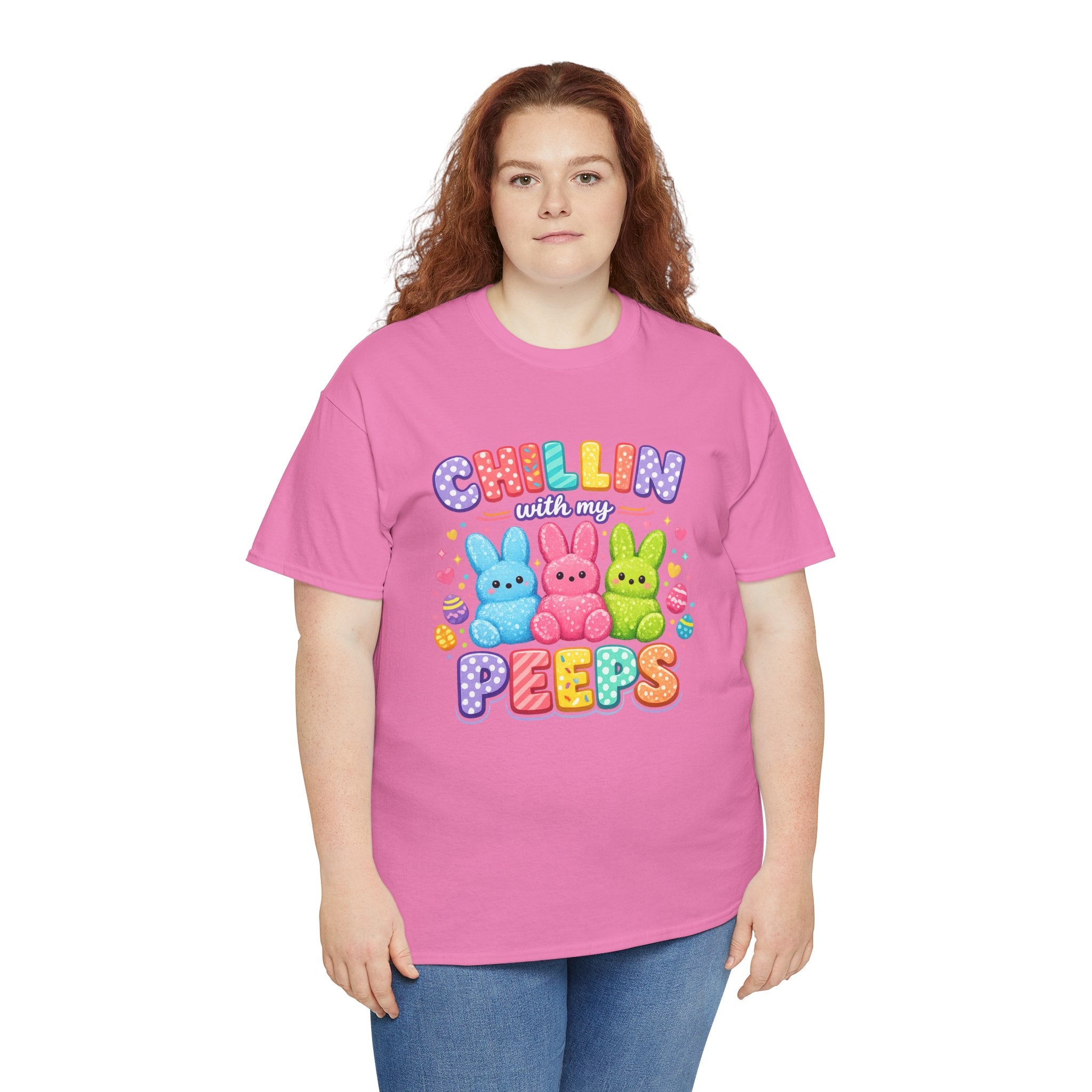 Chillin With My Peeps Easter Bunny Shirt | Cute Pastel Easter Peeps Bunny T-Shirt | Funny Easter Family Matching Shirt
