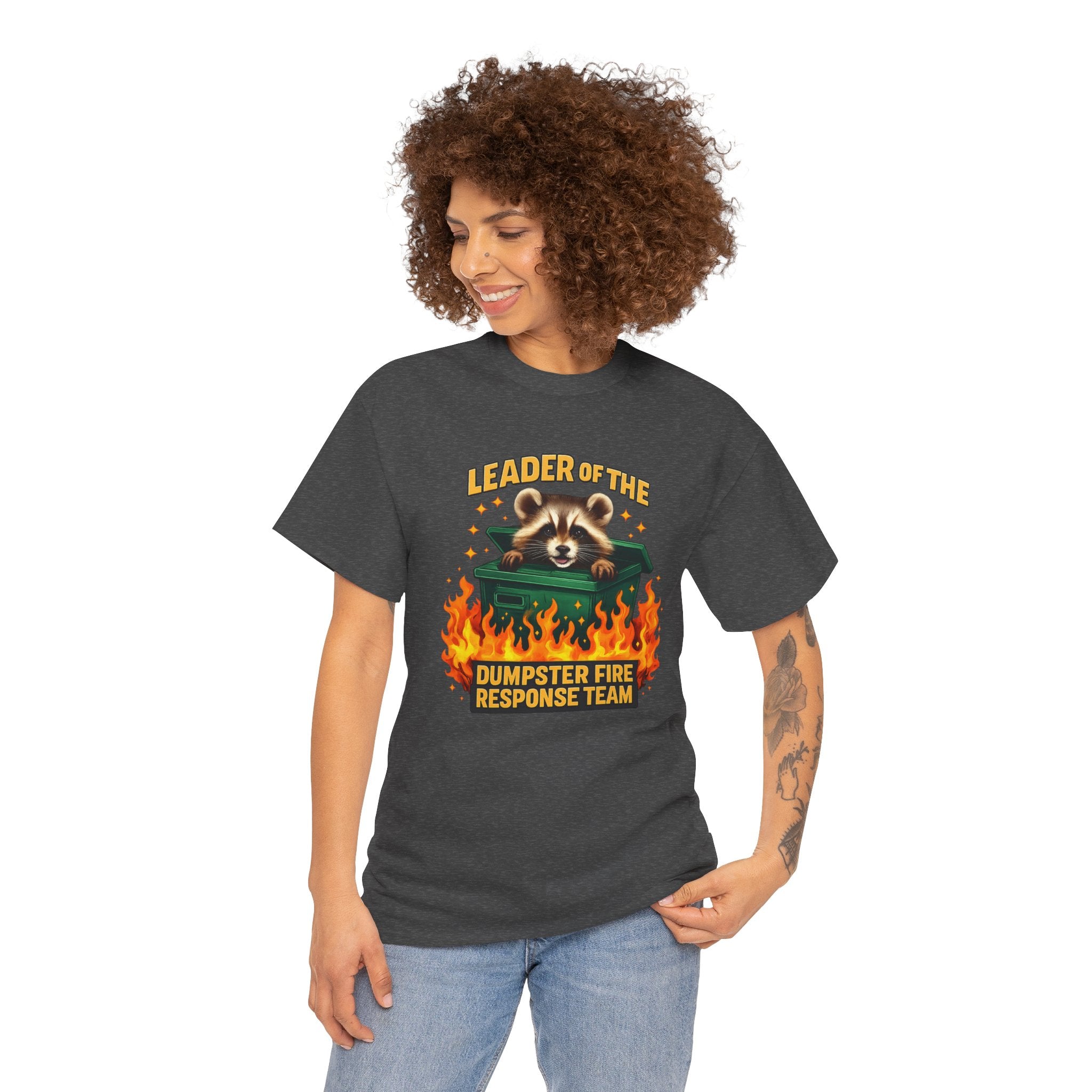 Leader of the Dumpster Fire Response Team Raccoon T-Shirt – Funny Sarcastic Work Humor Tee