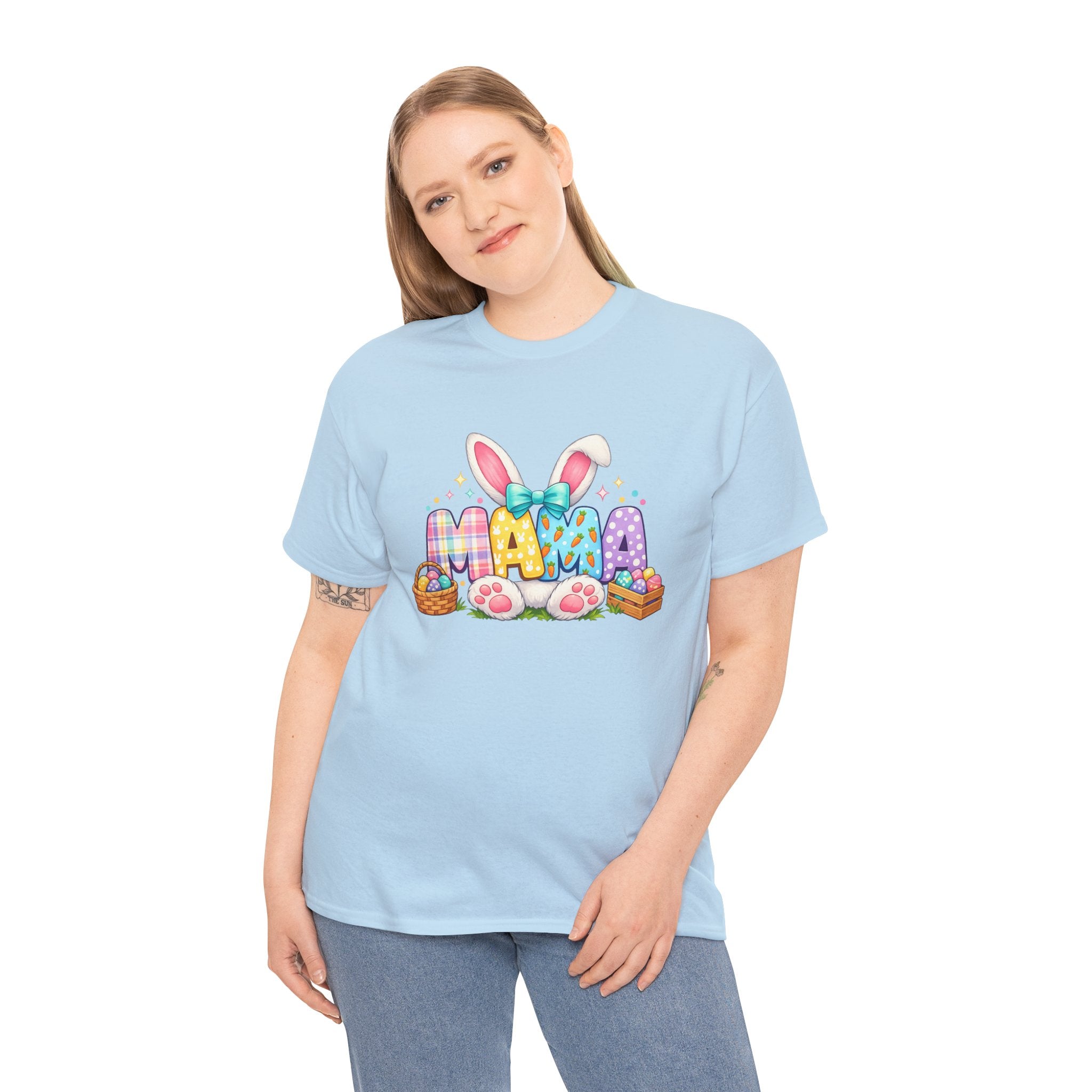 Easter Mama Shirt – Cute Pastel Bunny Ears & Eggs Graphic Tee for Moms – Spring Holiday T-Shirt Gift for Mom
