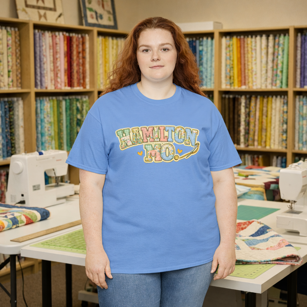 Hamilton MO Quilting Shirt | Stitched Style Quilt Town Tee | Quilter Gift | Sewing Lover Shirt | Quilt Retreat Souvenir
