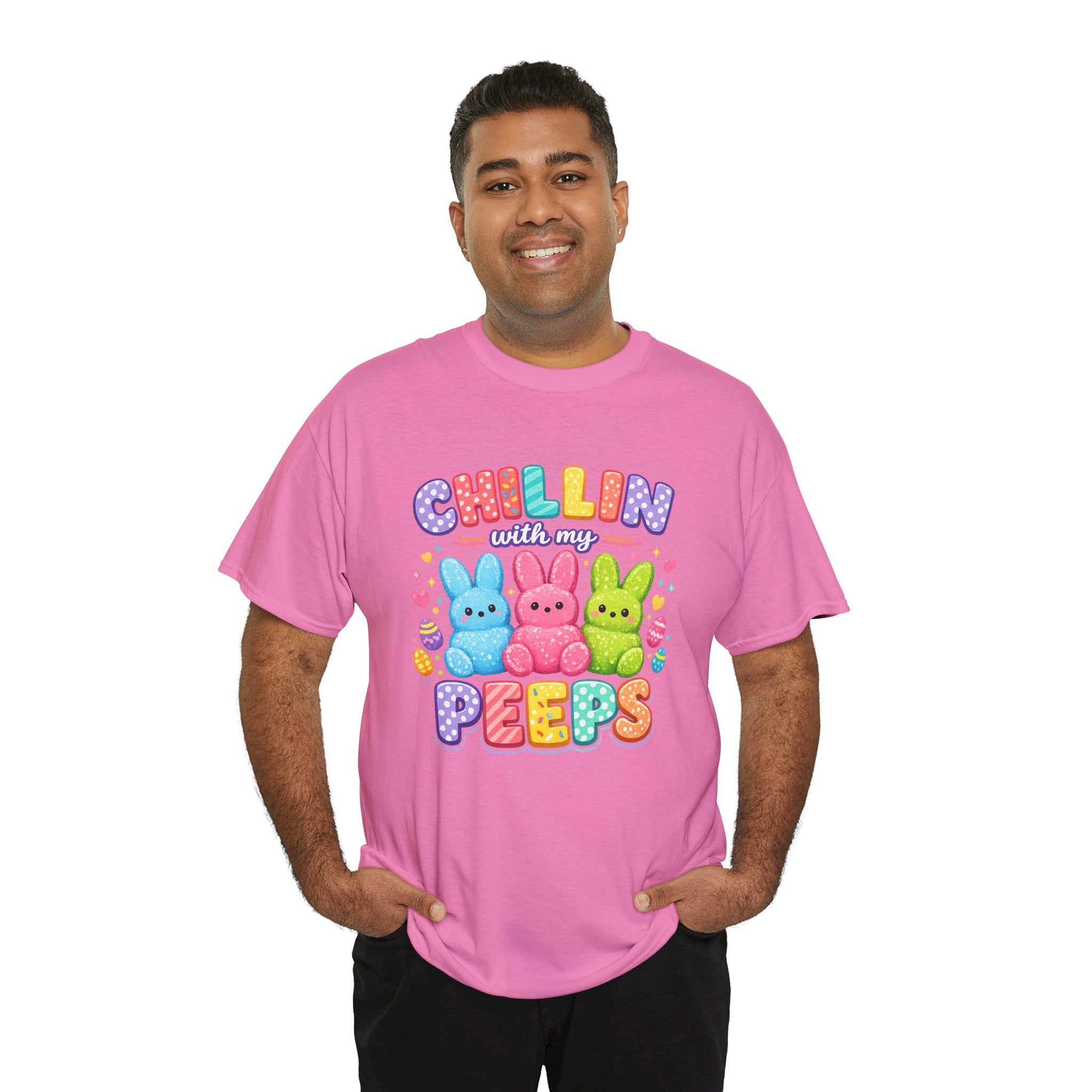 Chillin With My Peeps Easter Bunny Shirt | Cute Pastel Easter Peeps Bunny T-Shirt | Funny Easter Family Matching Shirt