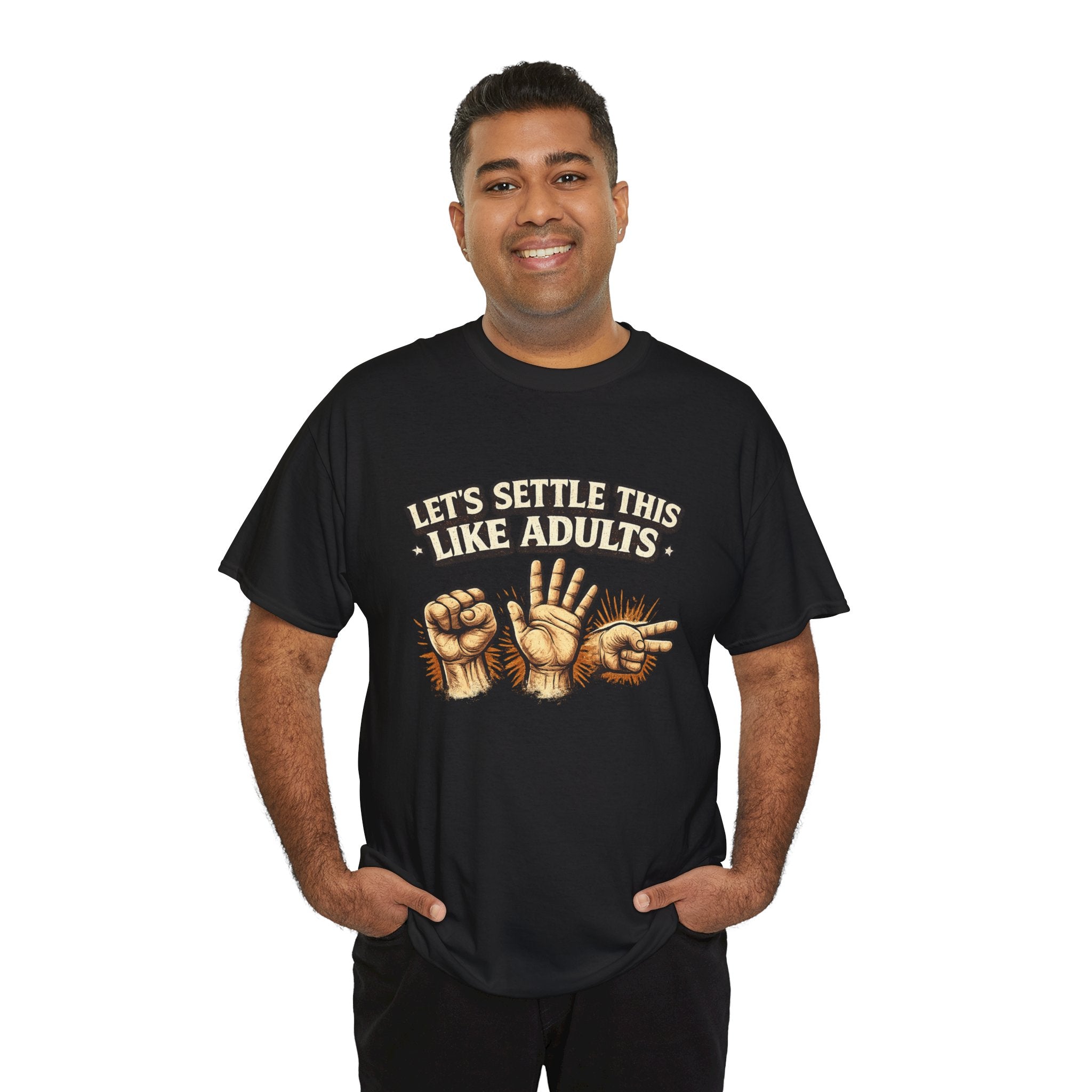 Let’s Settle This Like Adults Rock Paper Scissors T-Shirt – Funny Sarcastic Graphic Tee