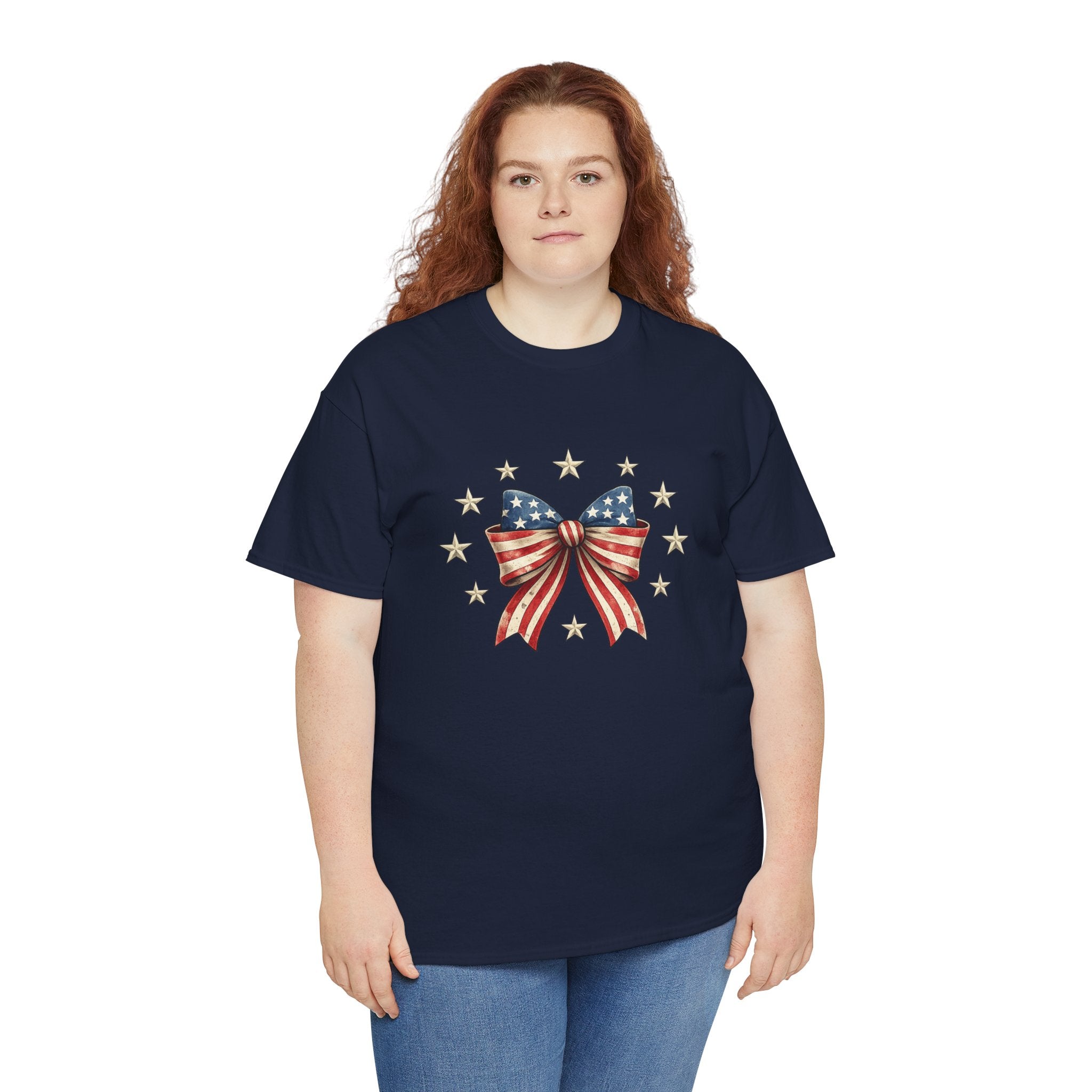 Patriotic America Bow Shirt | Land of the Free 1776 Front & Back Graphic Tee | Vintage USA Independence Day Shirt | Fourth of July Shirt